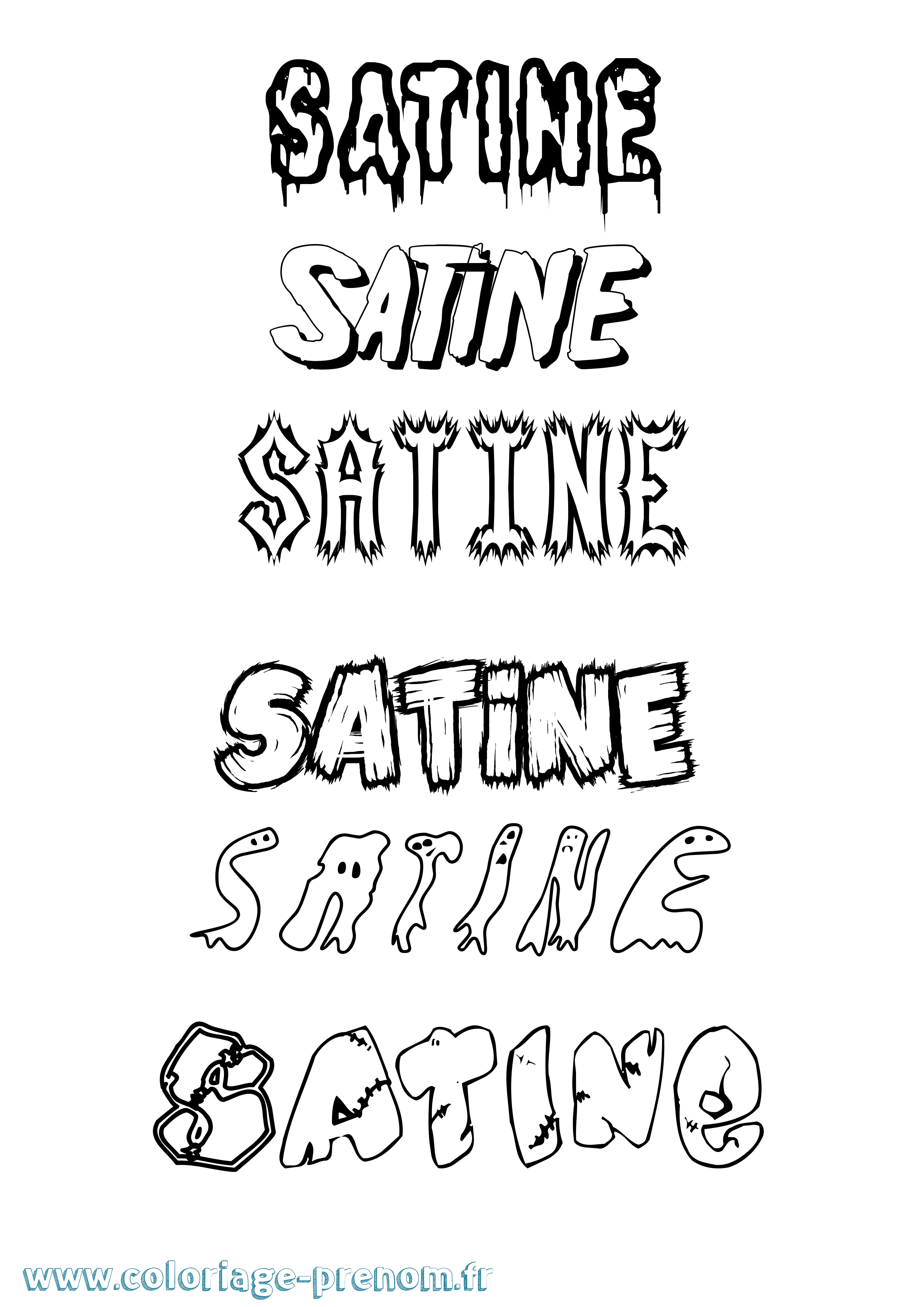 Coloriage prénom Satine