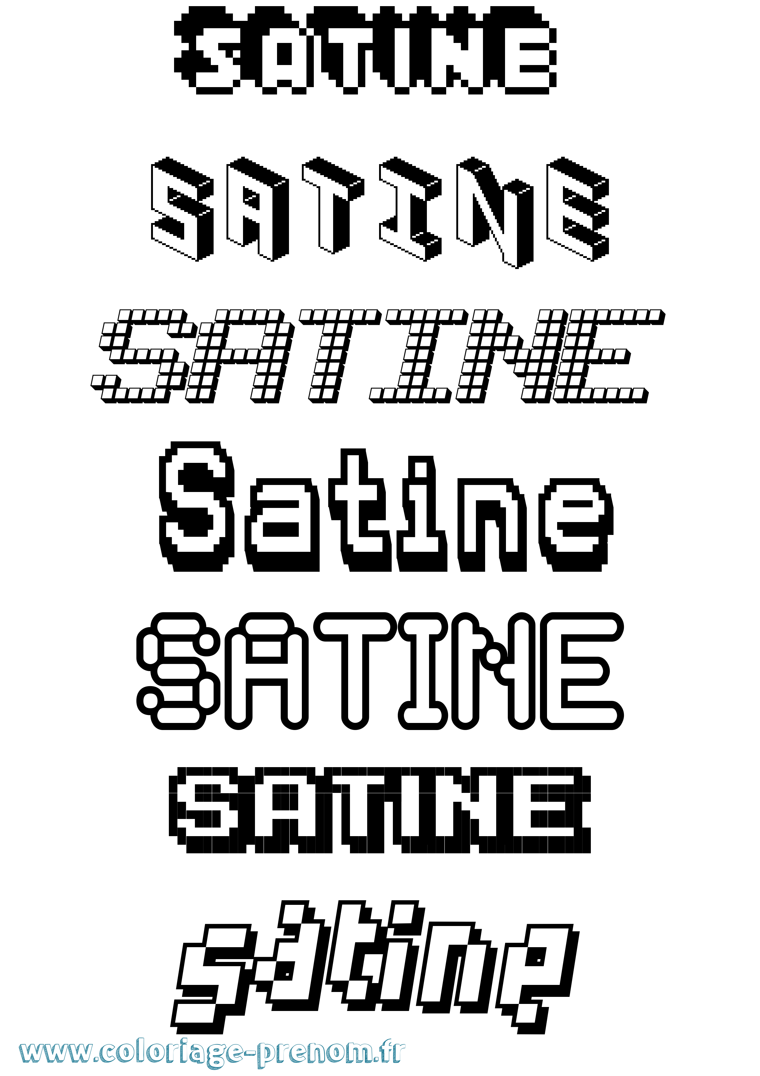 Coloriage prénom Satine