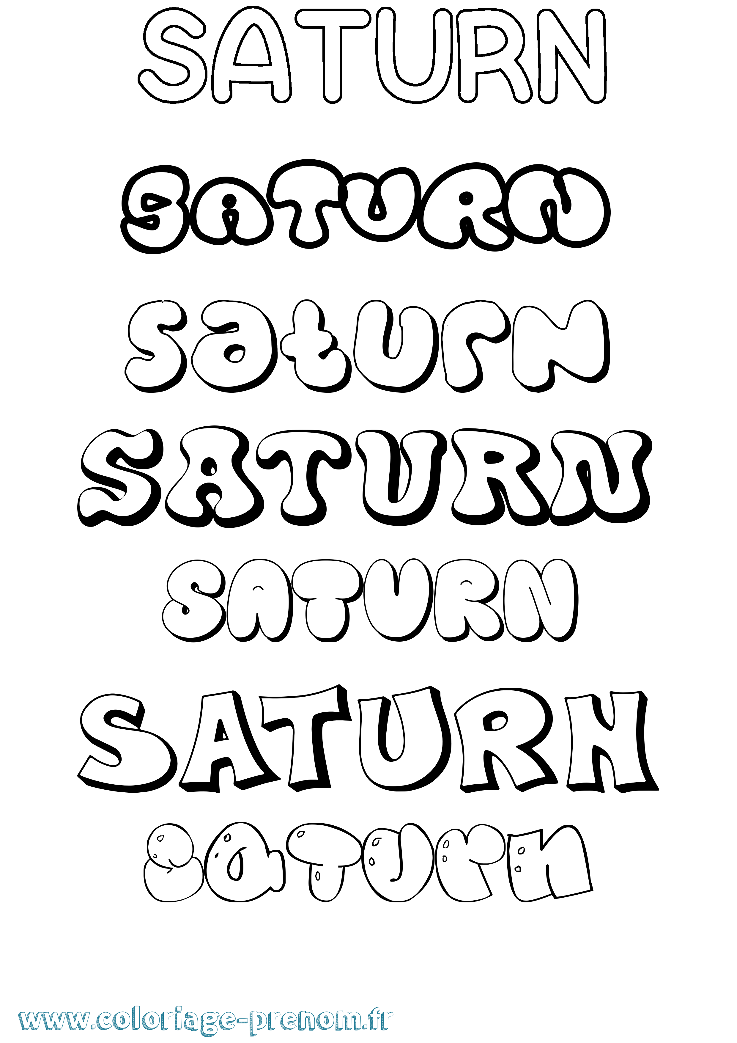 Coloriage Bubble Coloriage prénom Saturn Imprimer ce coloriage Bubble
