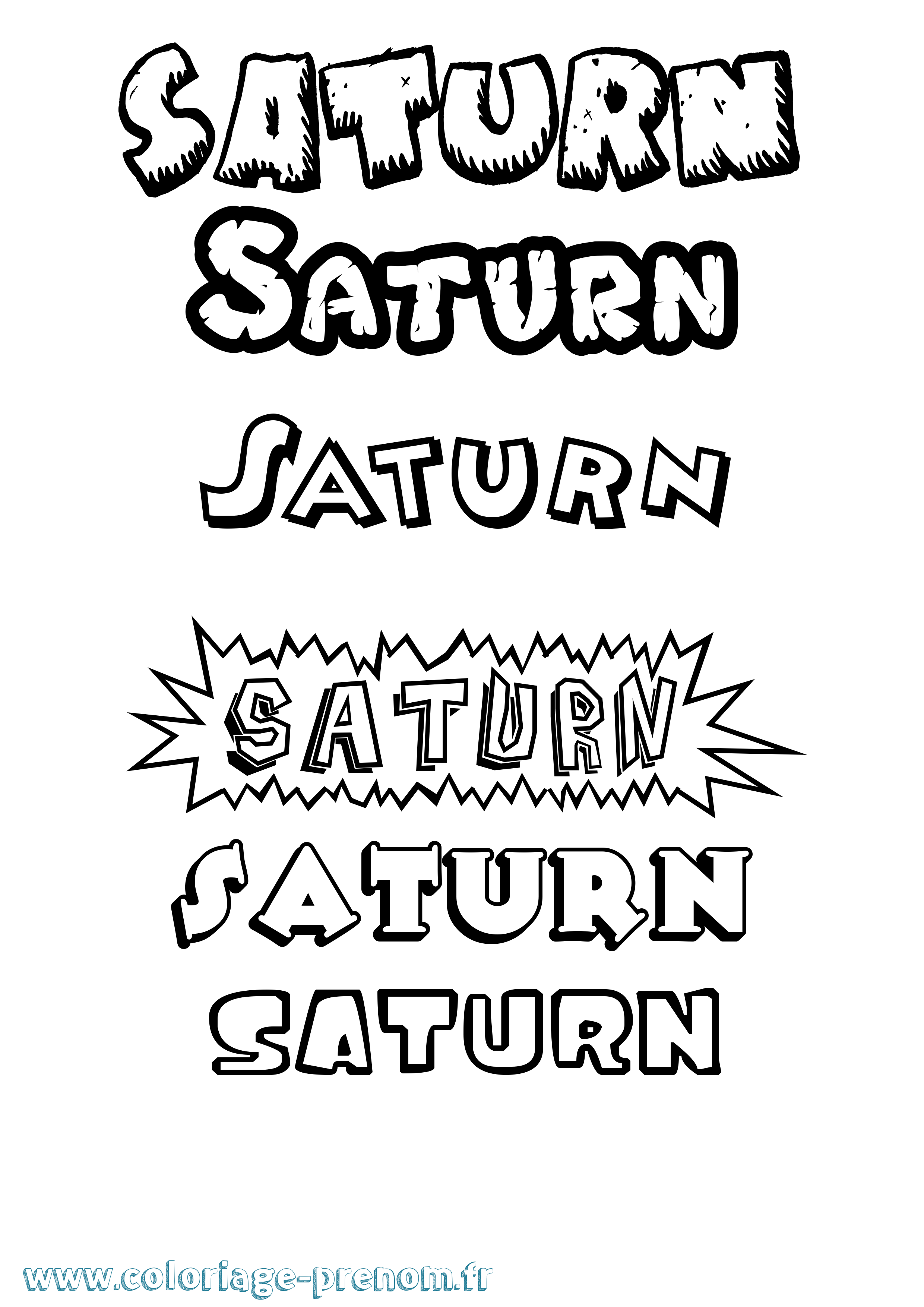 Coloriage prénom Saturn Dessin Animé