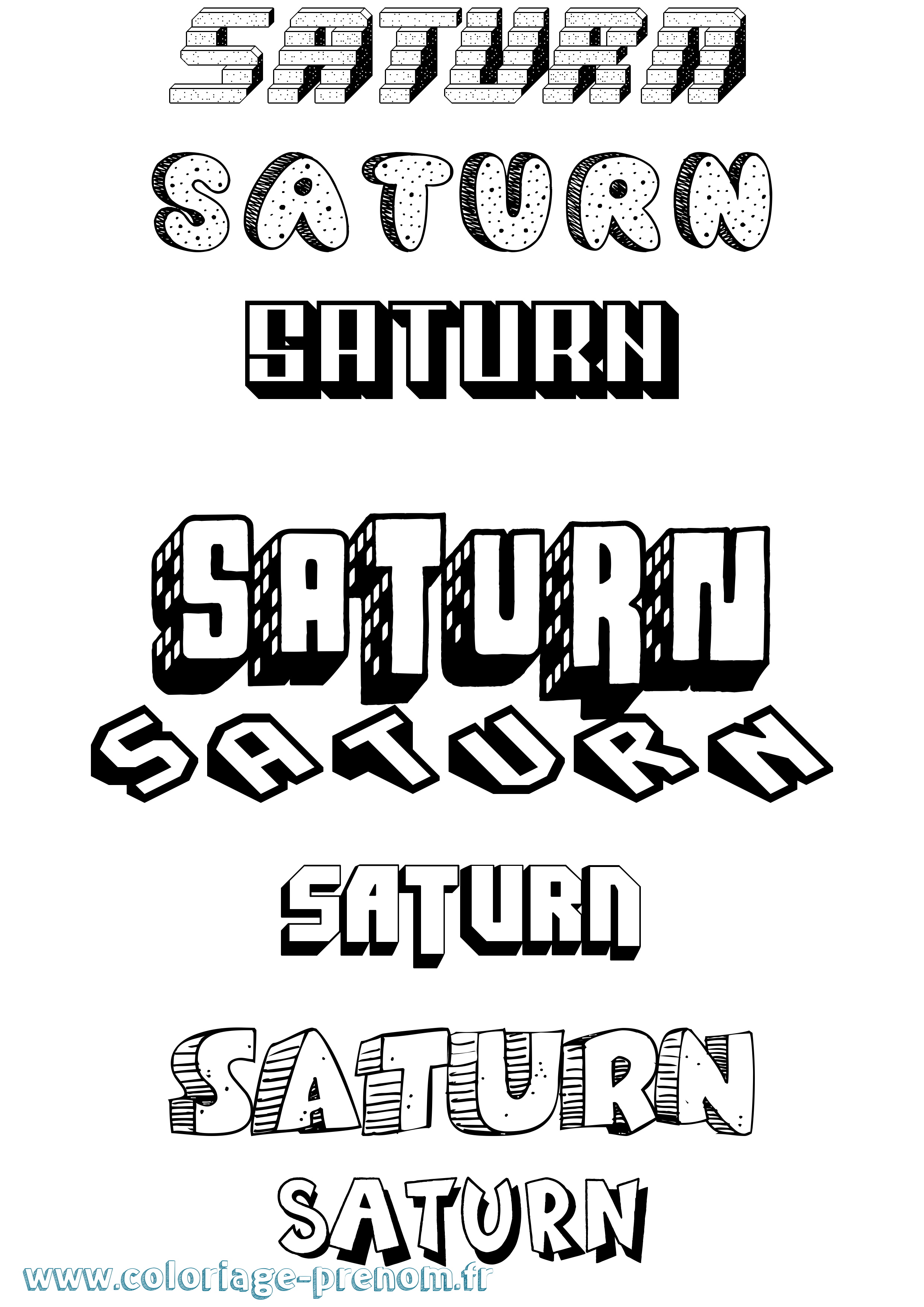 Coloriage prénom Saturn Effet 3D