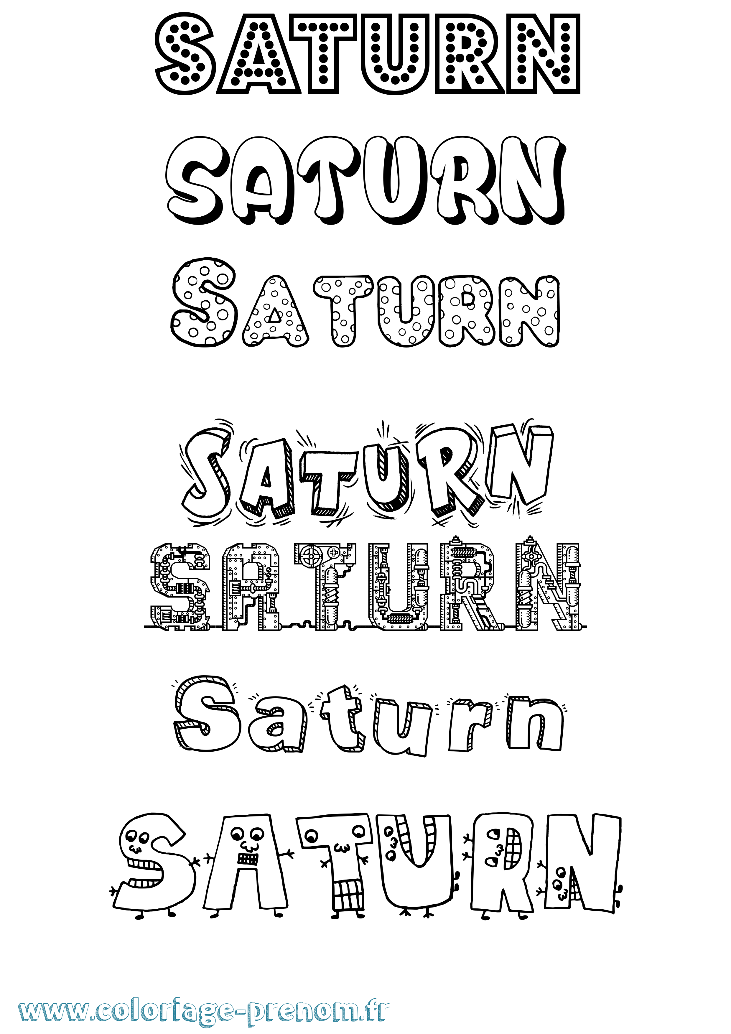 Coloriage prénom Saturn Fun
