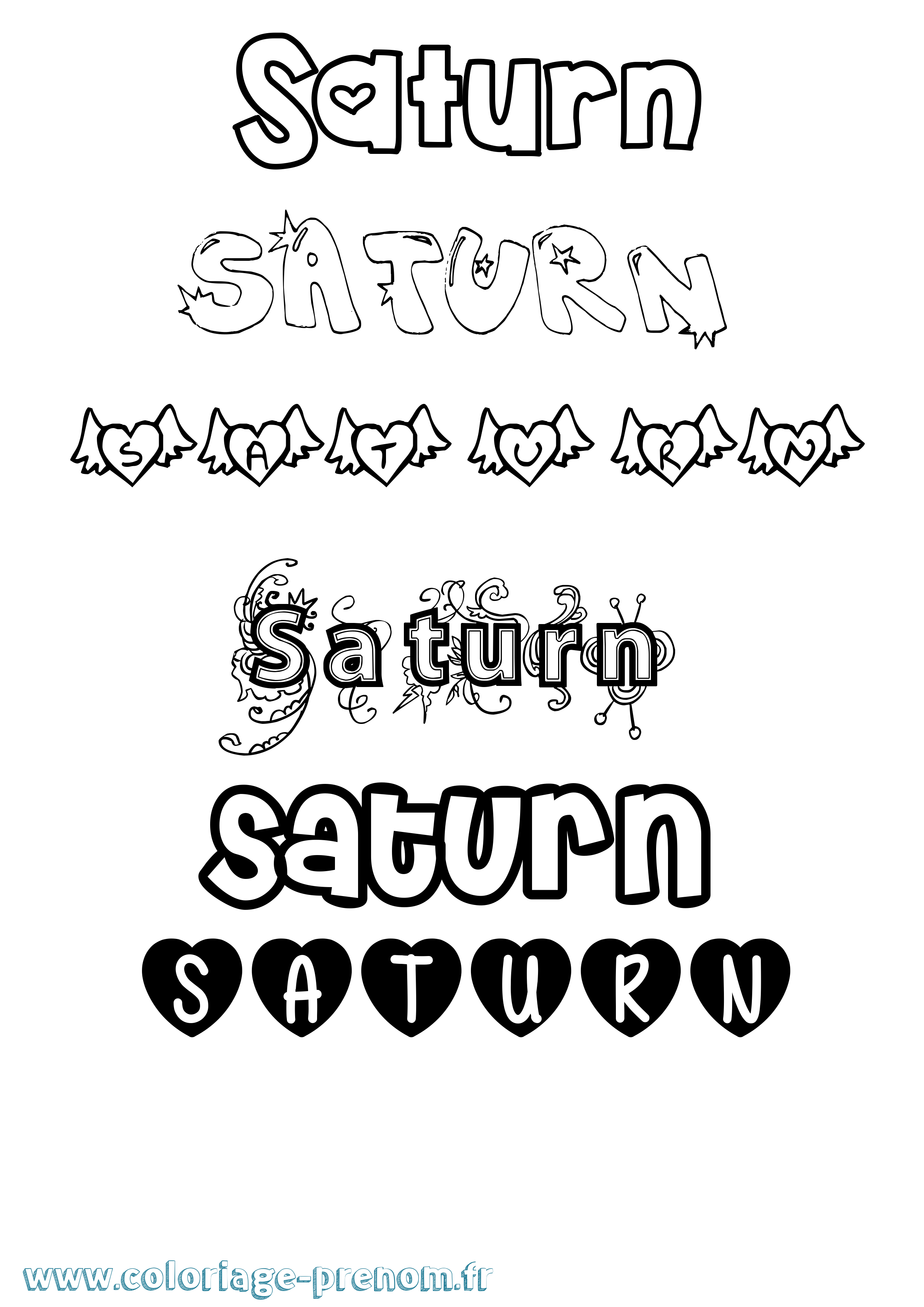 Coloriage prénom Saturn