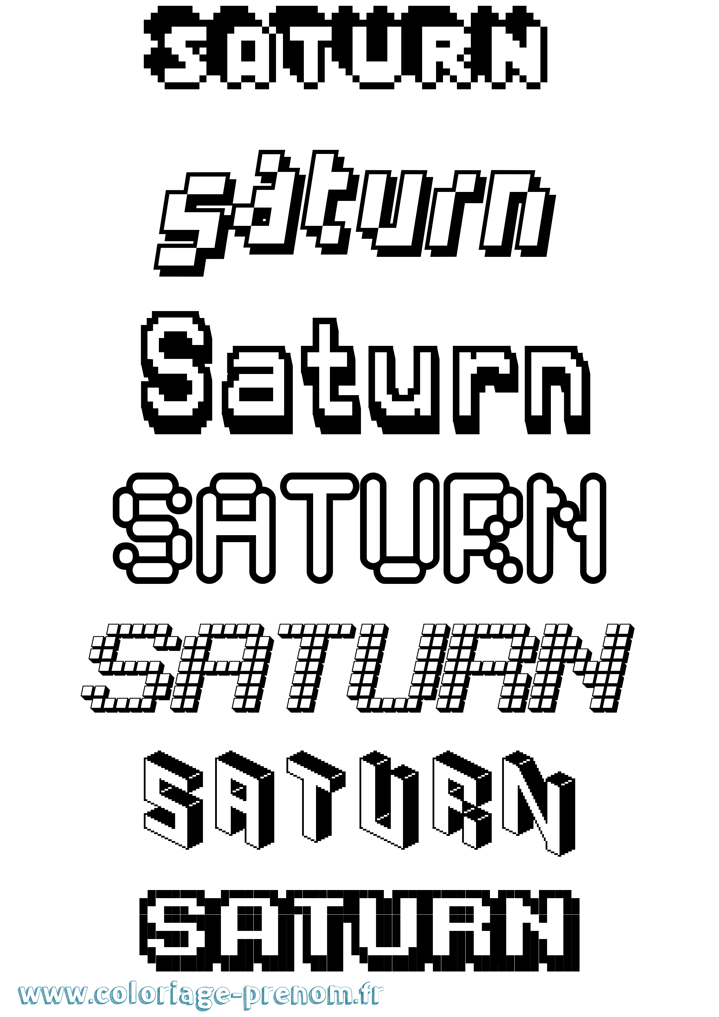Coloriage prénom Saturn Pixel