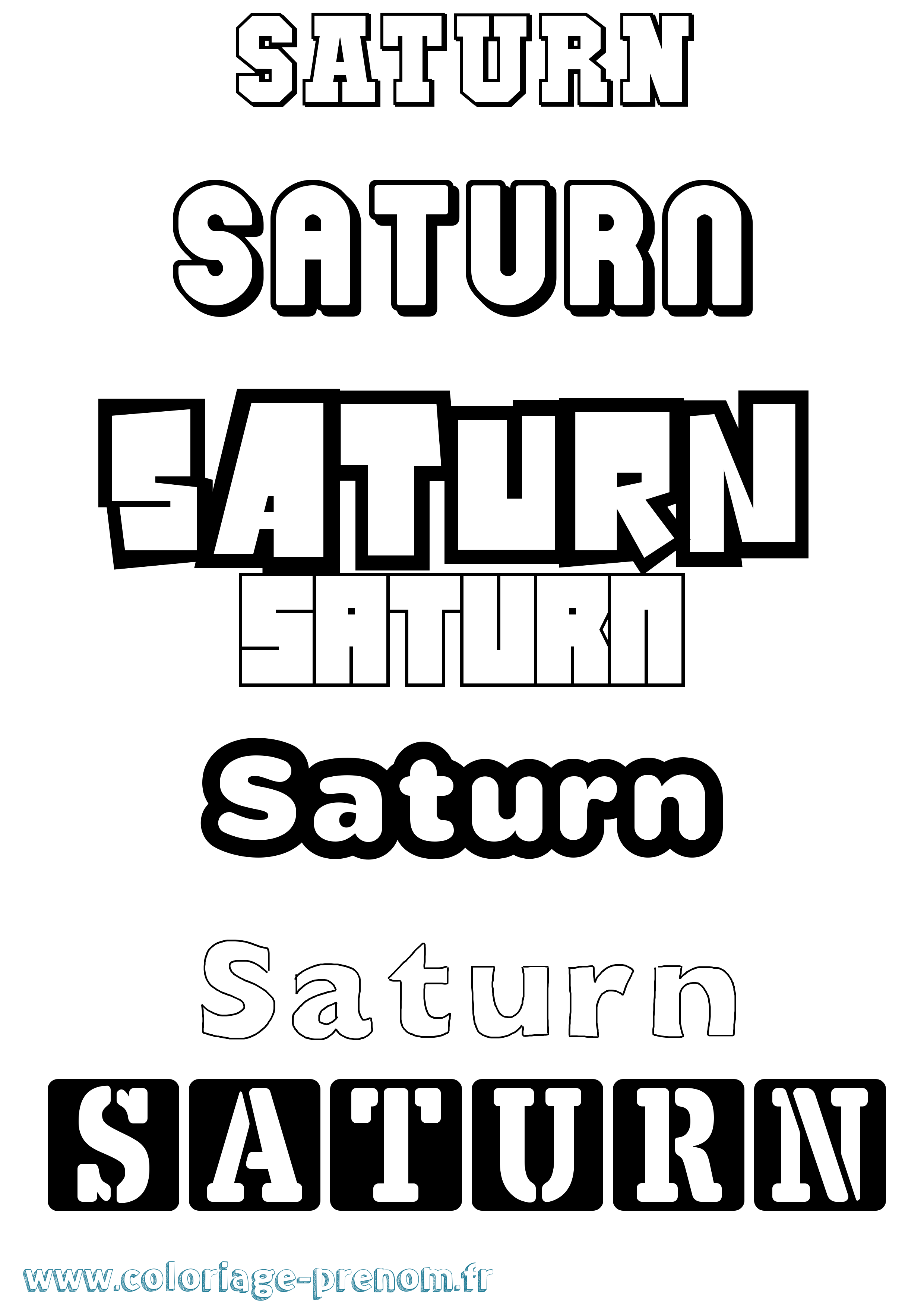 Coloriage prénom Saturn Simple