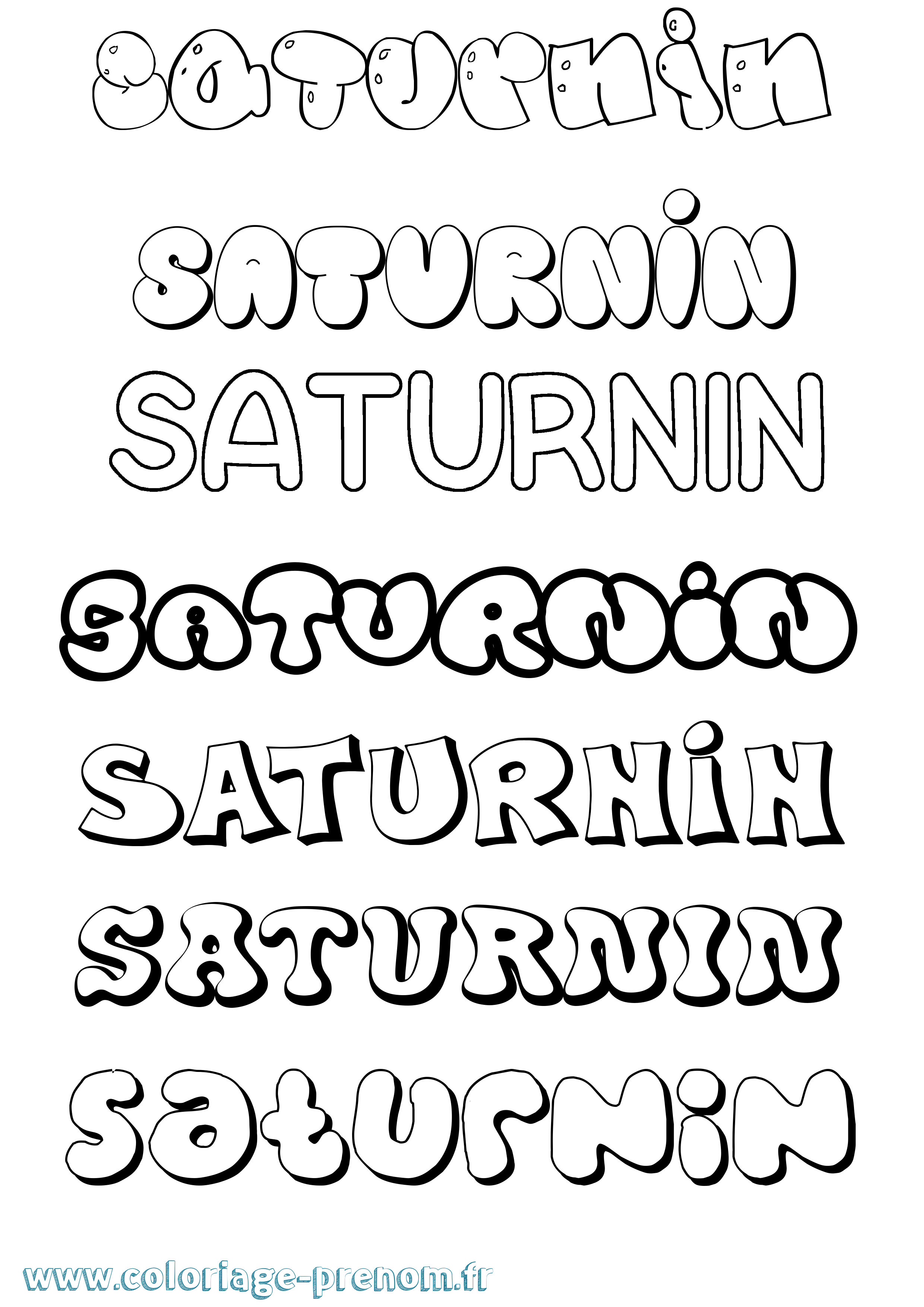 Coloriage prénom Saturnin Bubble