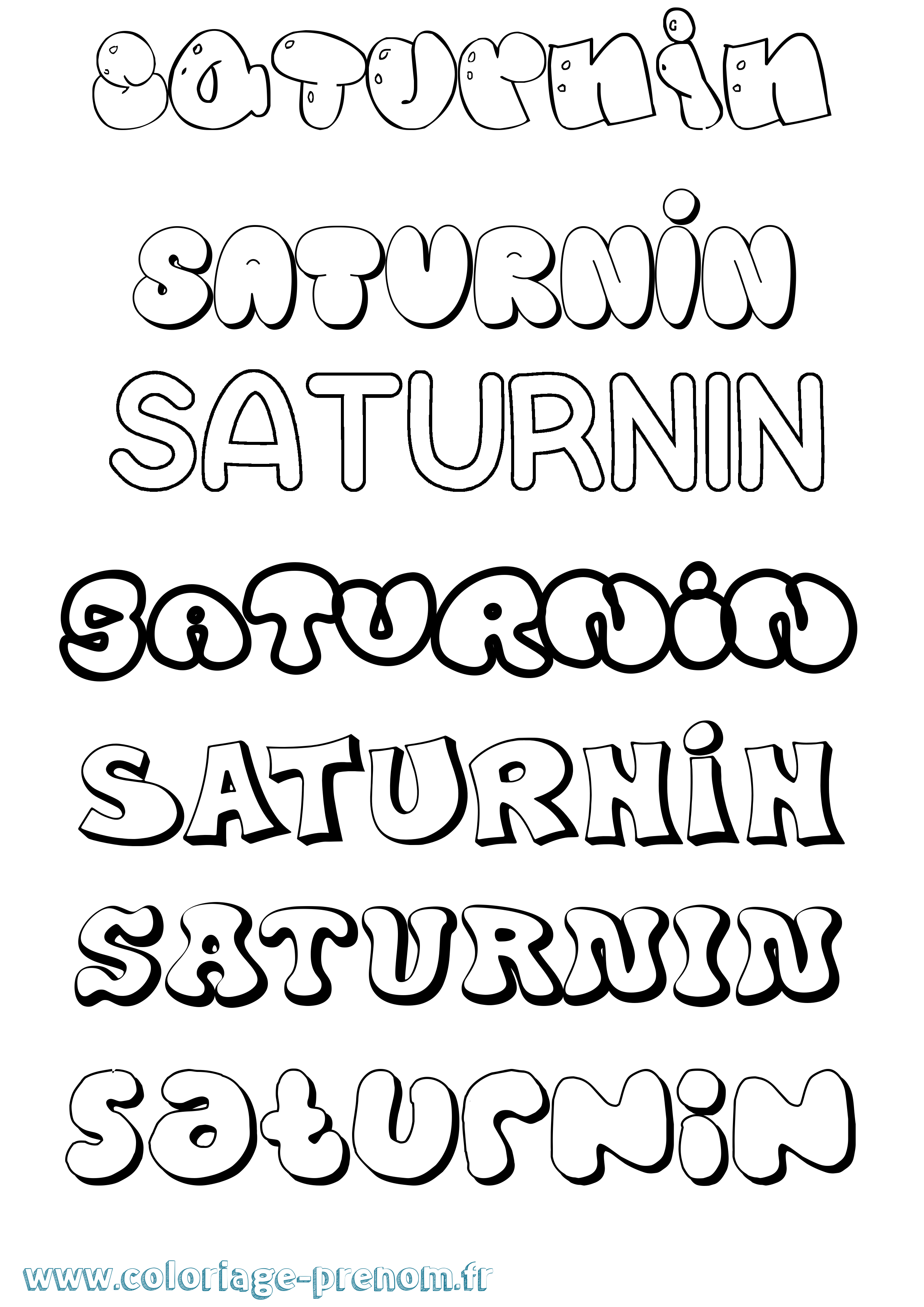 Coloriage Saturnin Bubble Coloriage prénom Saturnin Bubble