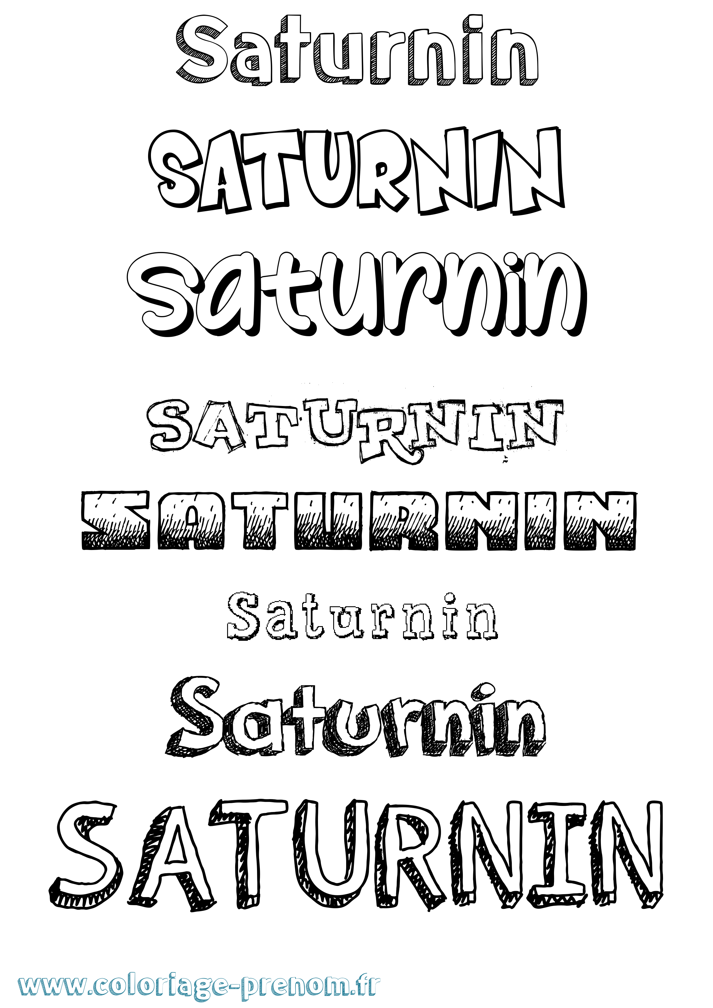 Coloriage prénom Saturnin Dessiné