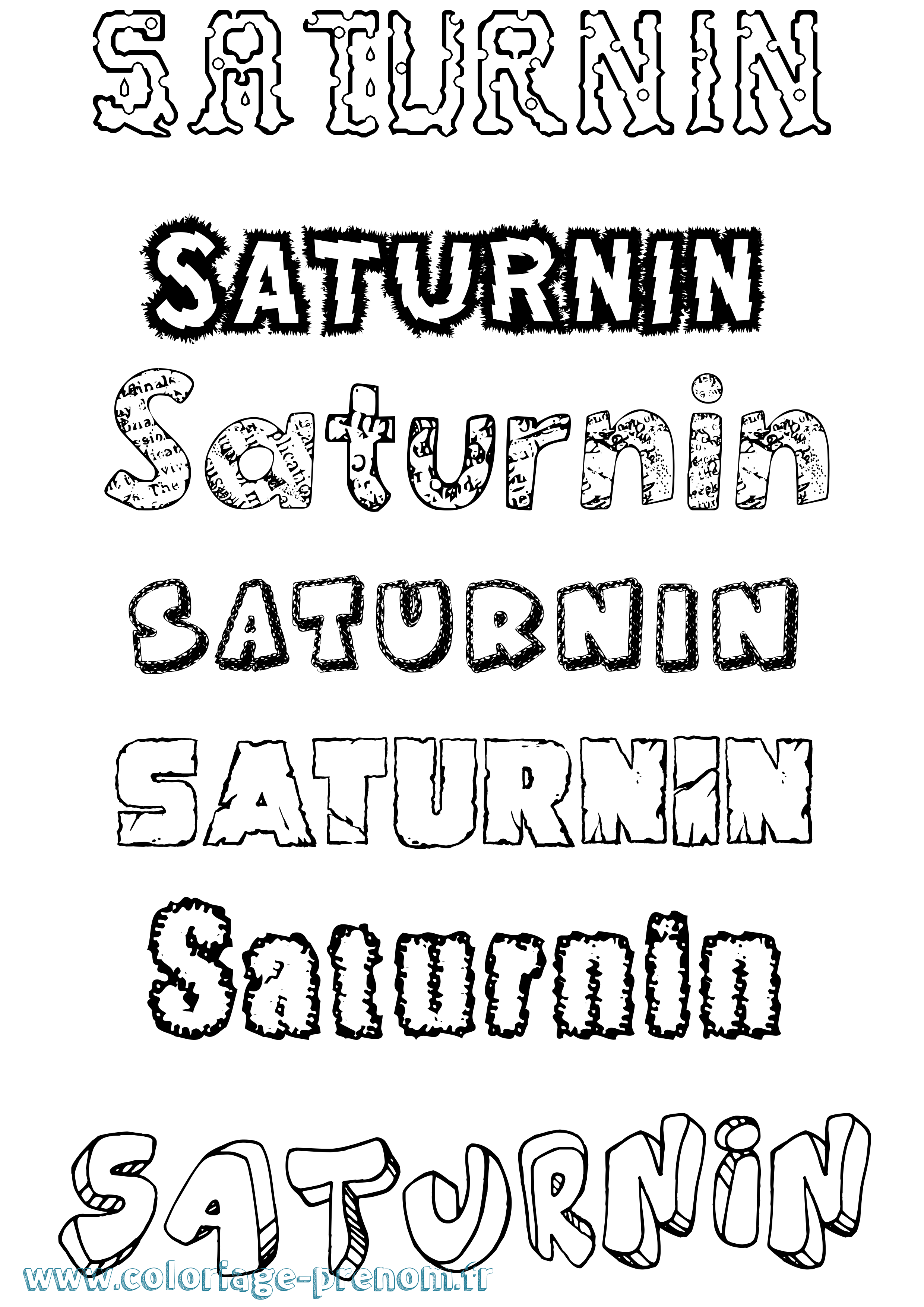Coloriage Saturnin Destructuré Coloriage prénom Saturnin Destructuré