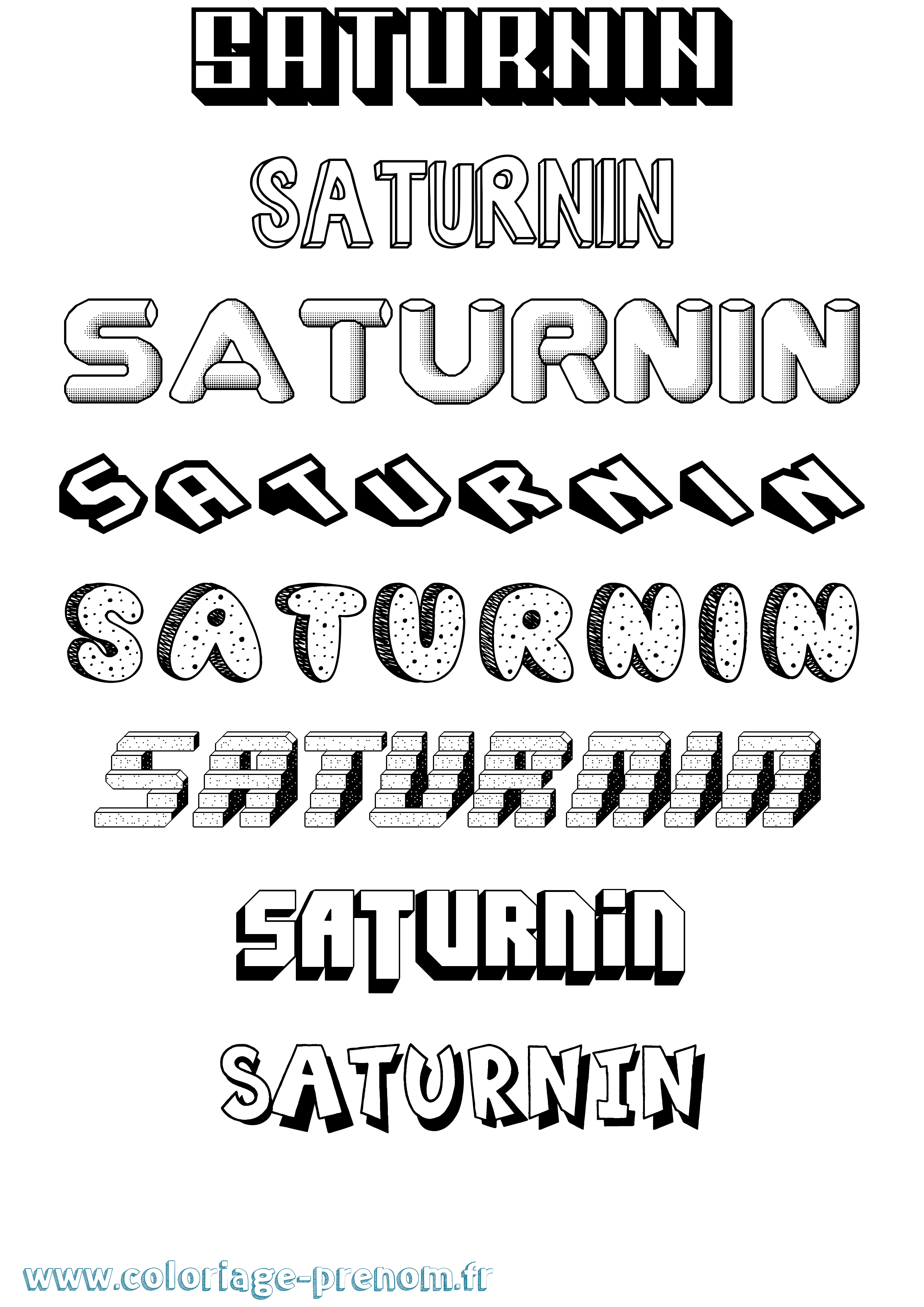 Coloriage prénom Saturnin Effet 3D