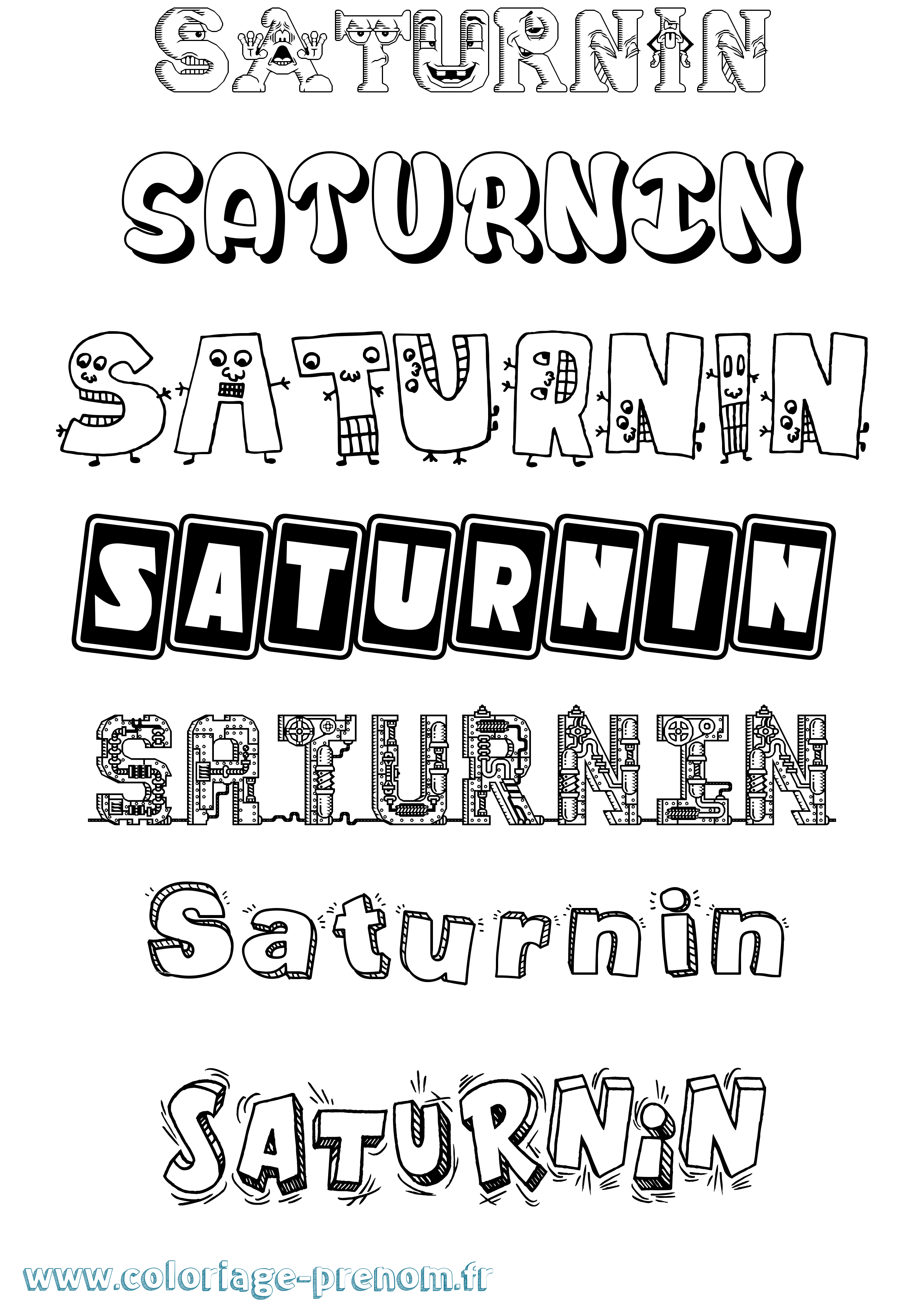 Coloriage prénom Saturnin Fun