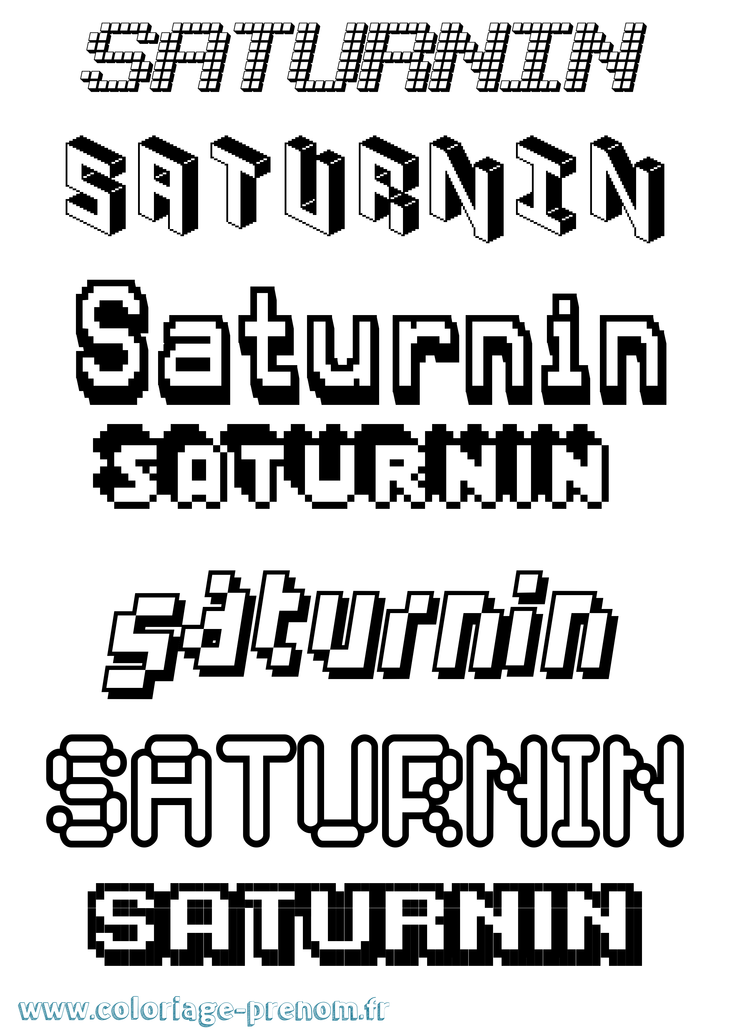 Coloriage Saturnin Pixel Coloriage prénom Saturnin Pixel