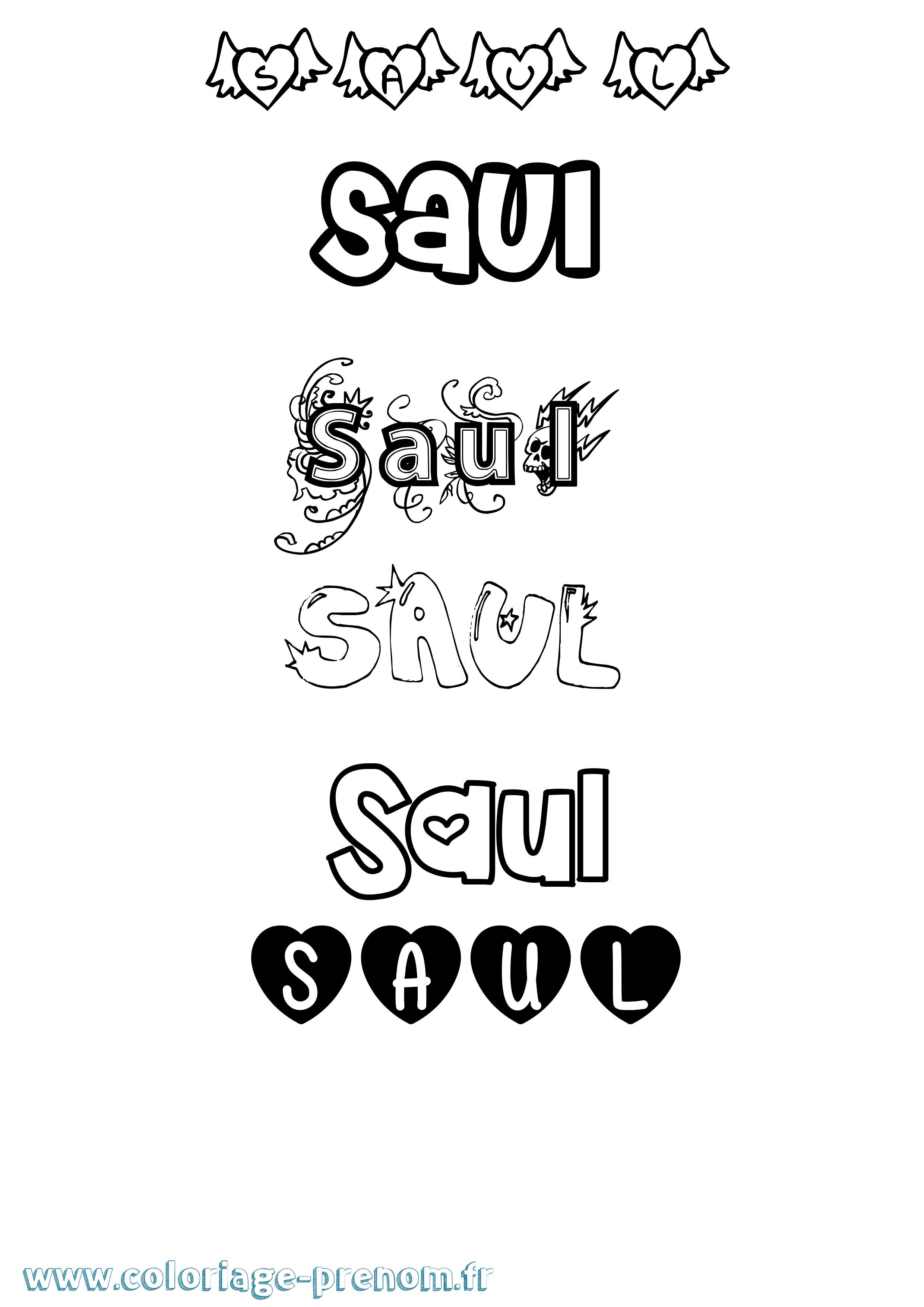Coloriage prénom Saul Girly
