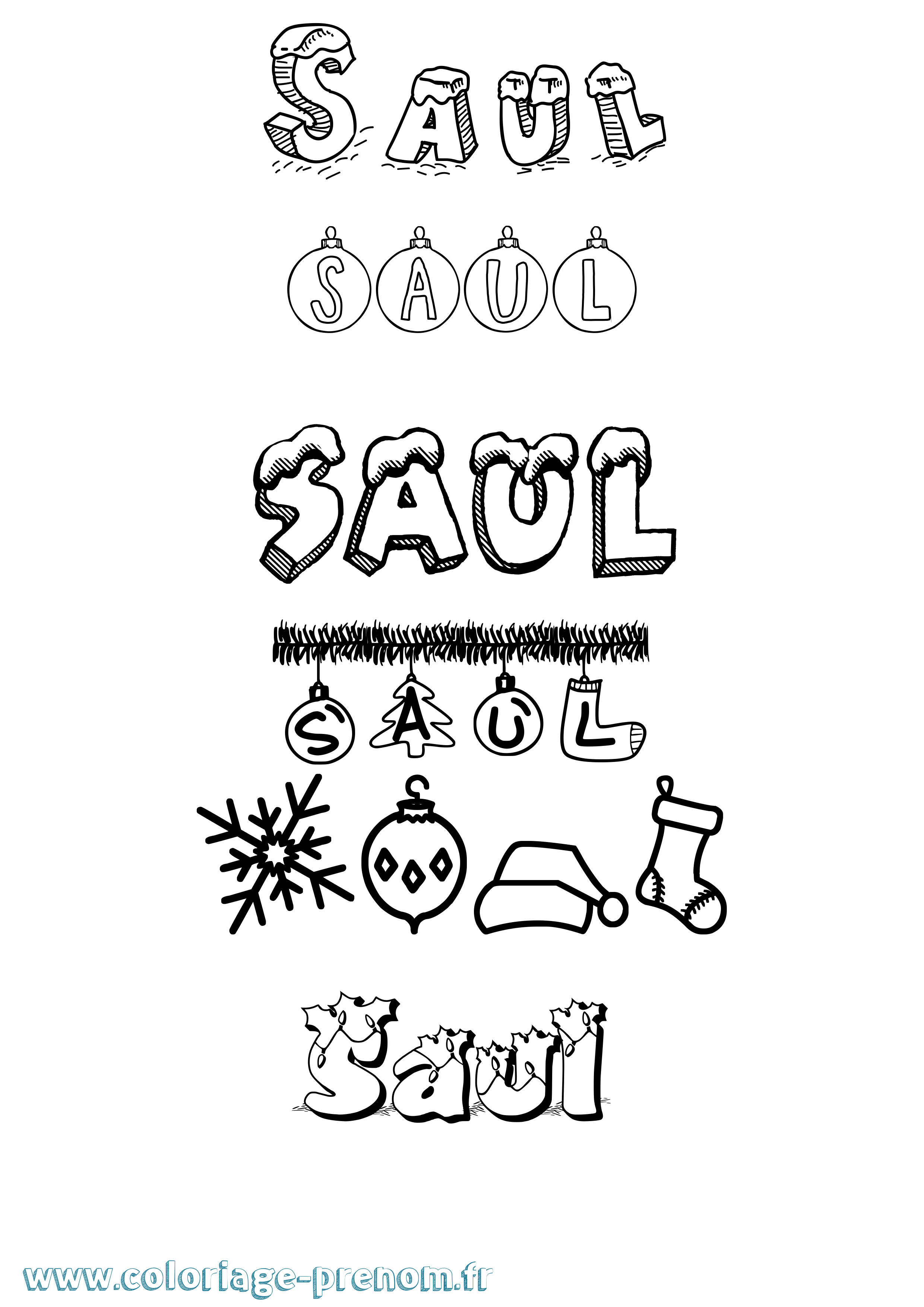 Coloriage prénom Saul Noël