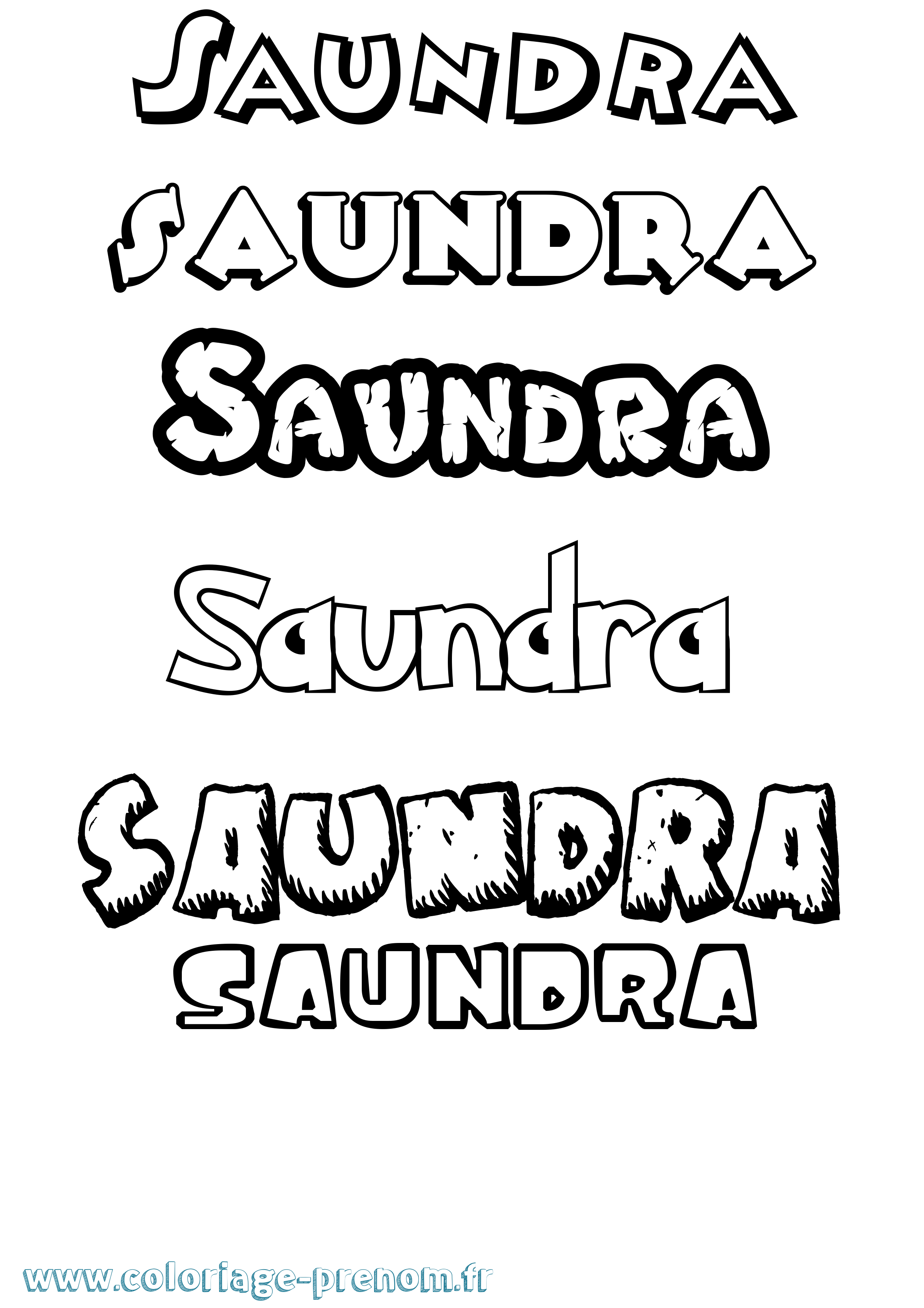 Coloriage prénom Saundra Dessin Animé