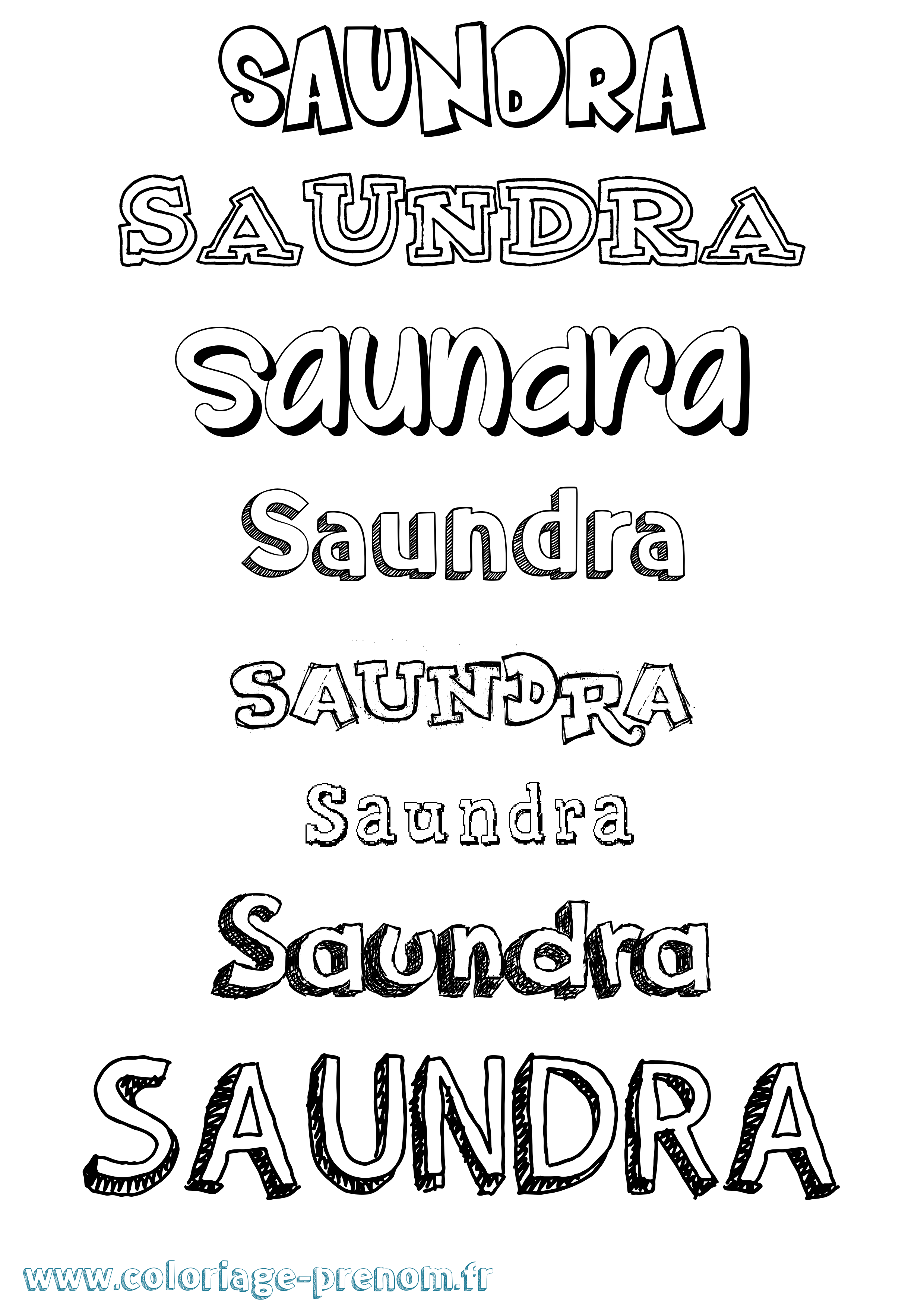 Coloriage prénom Saundra Dessiné