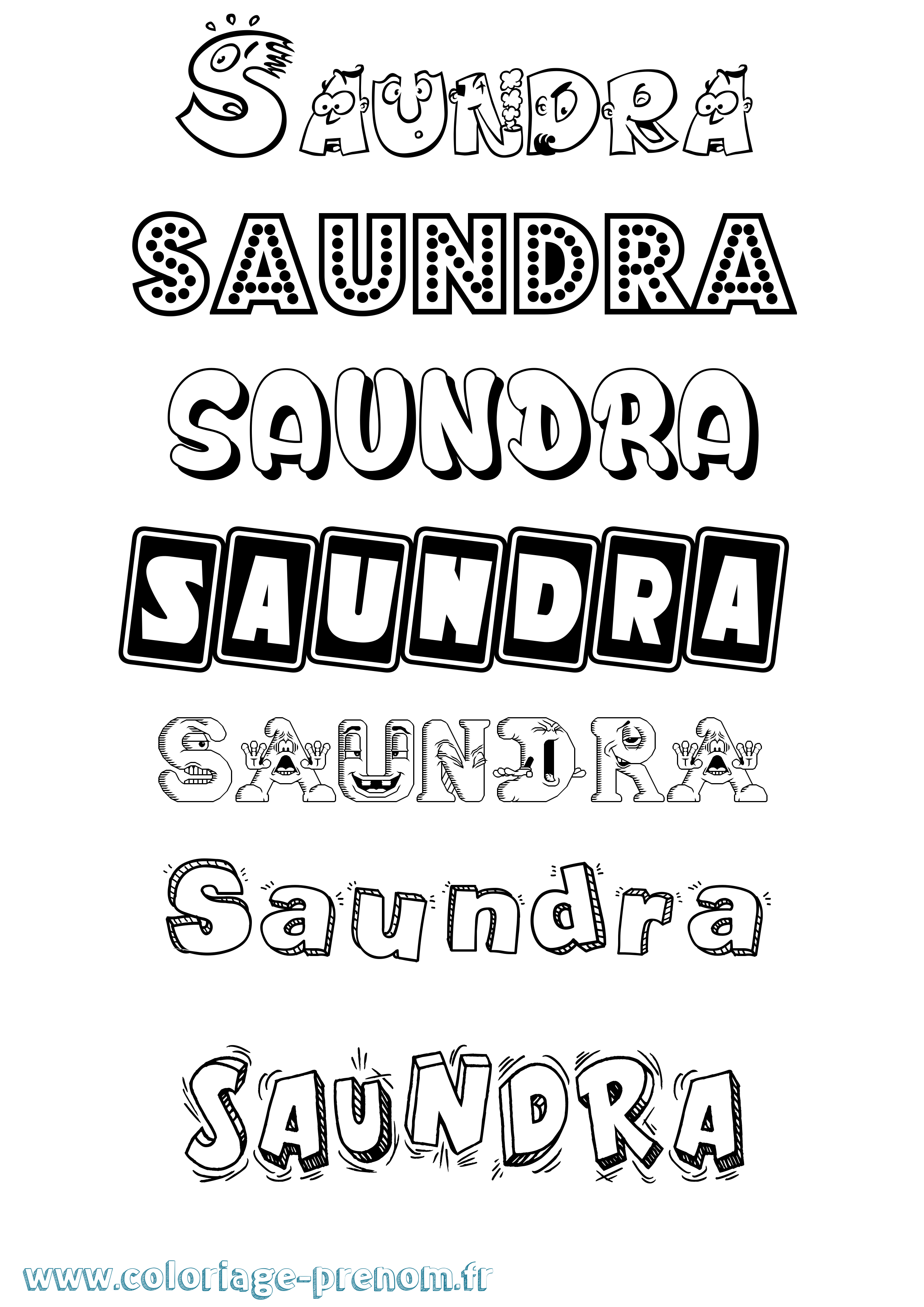 Coloriage prénom Saundra Fun