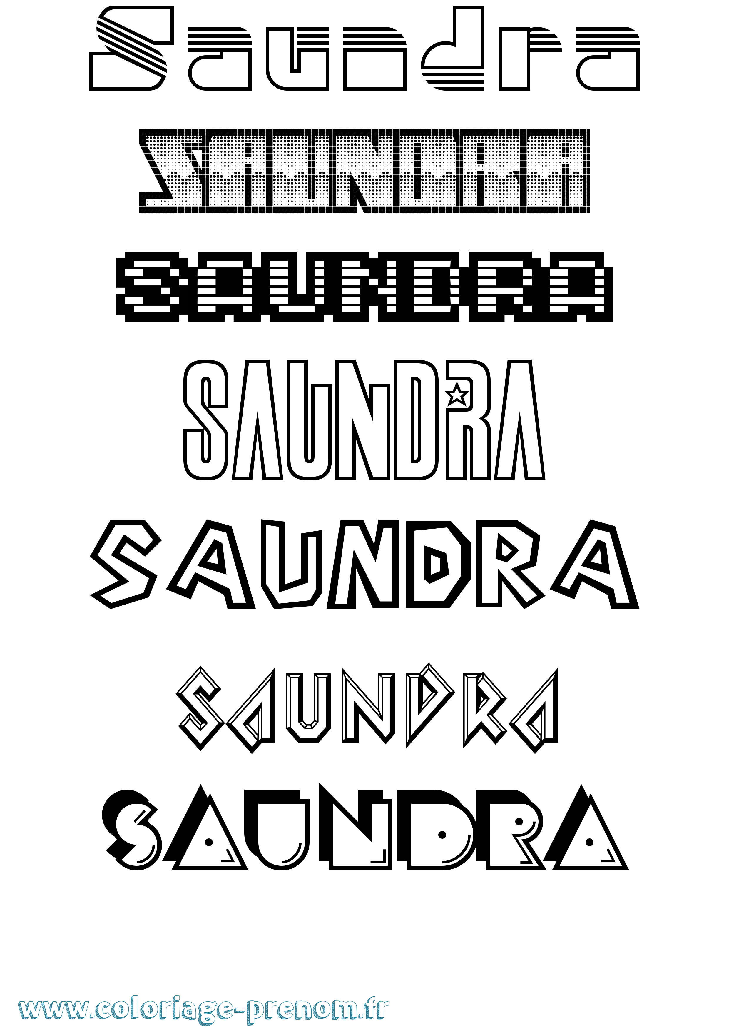 Coloriage prénom Saundra Jeux Vidéos