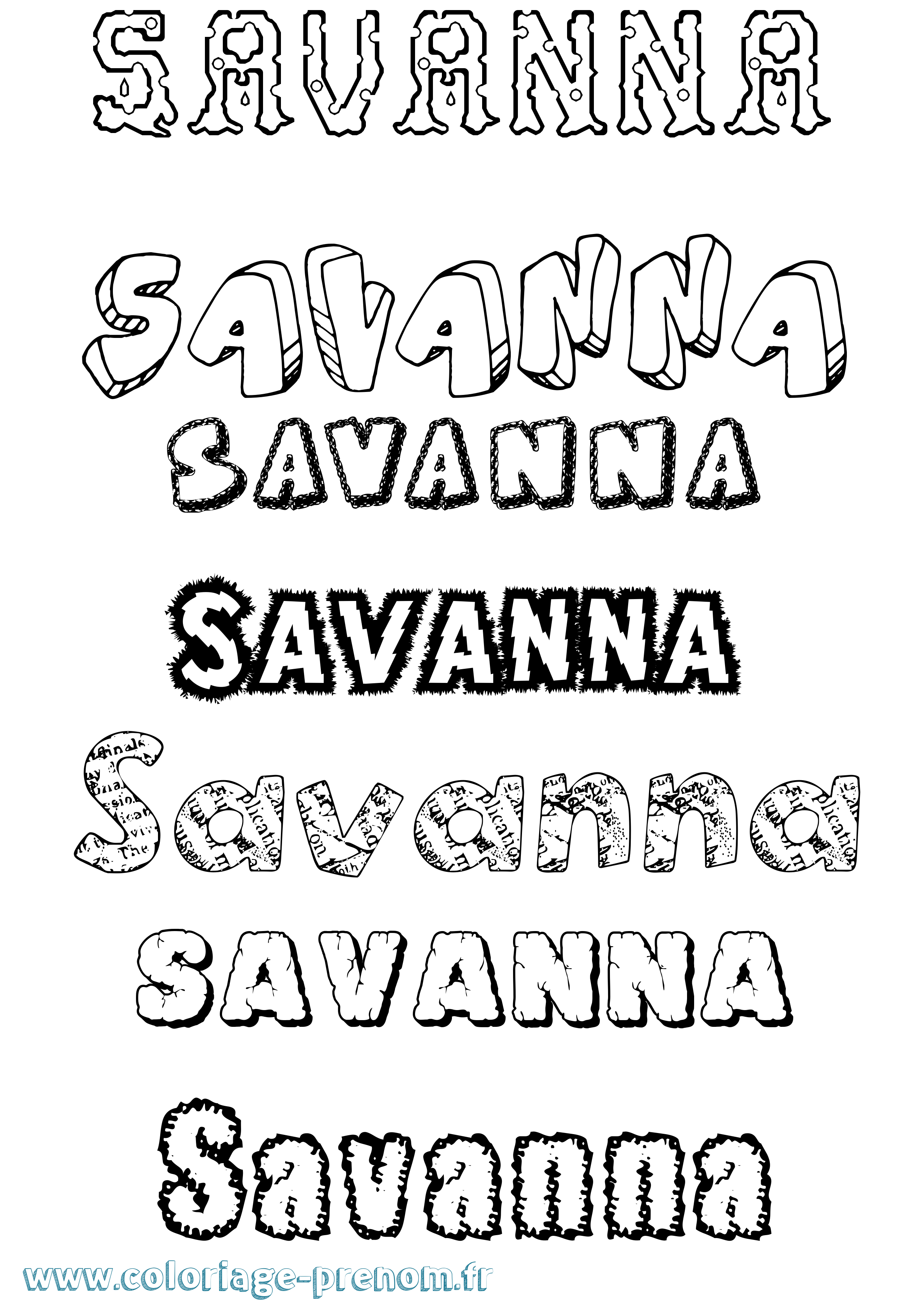Coloriage prénom Savanna Destructuré