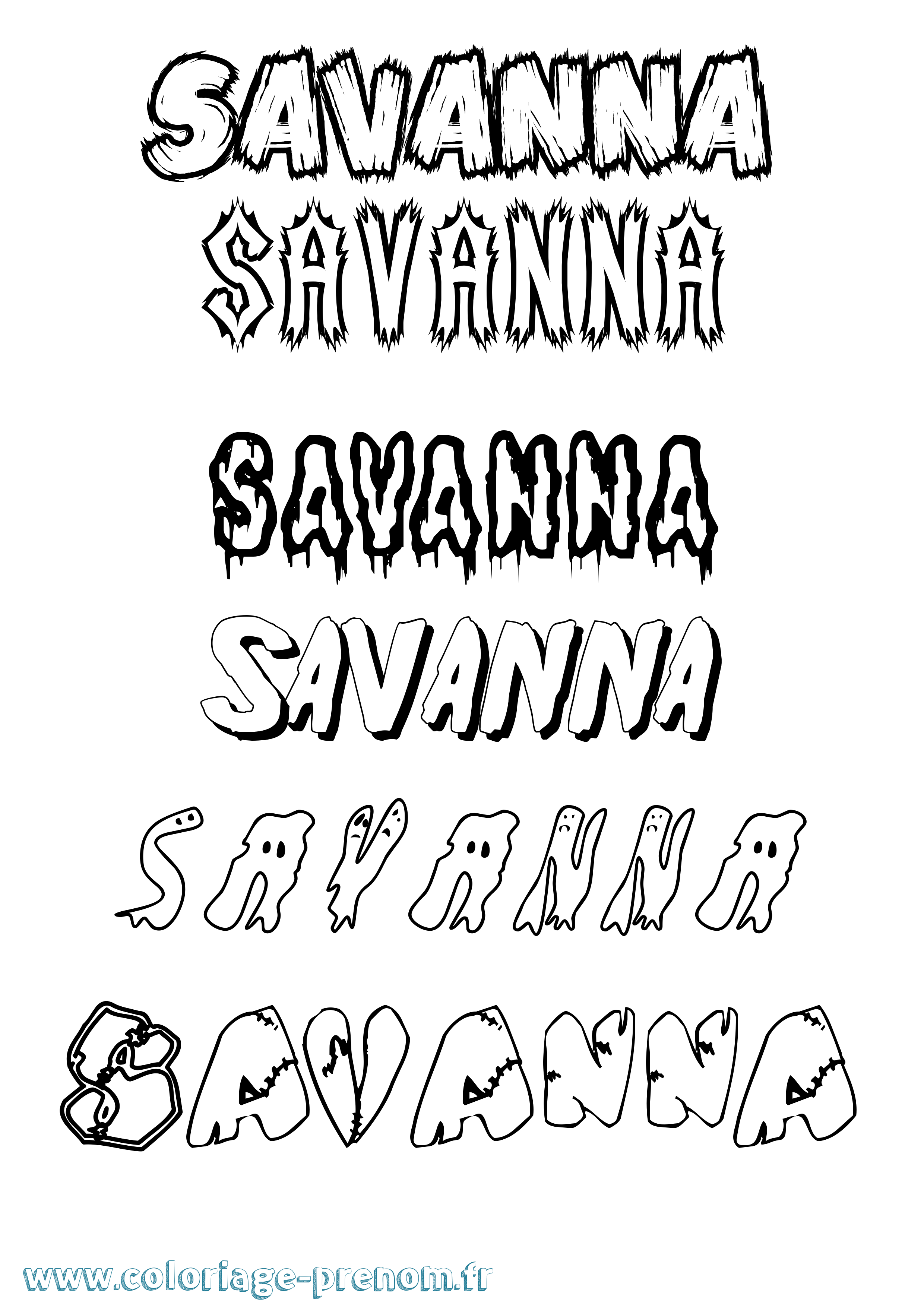 Coloriage prénom Savanna Frisson