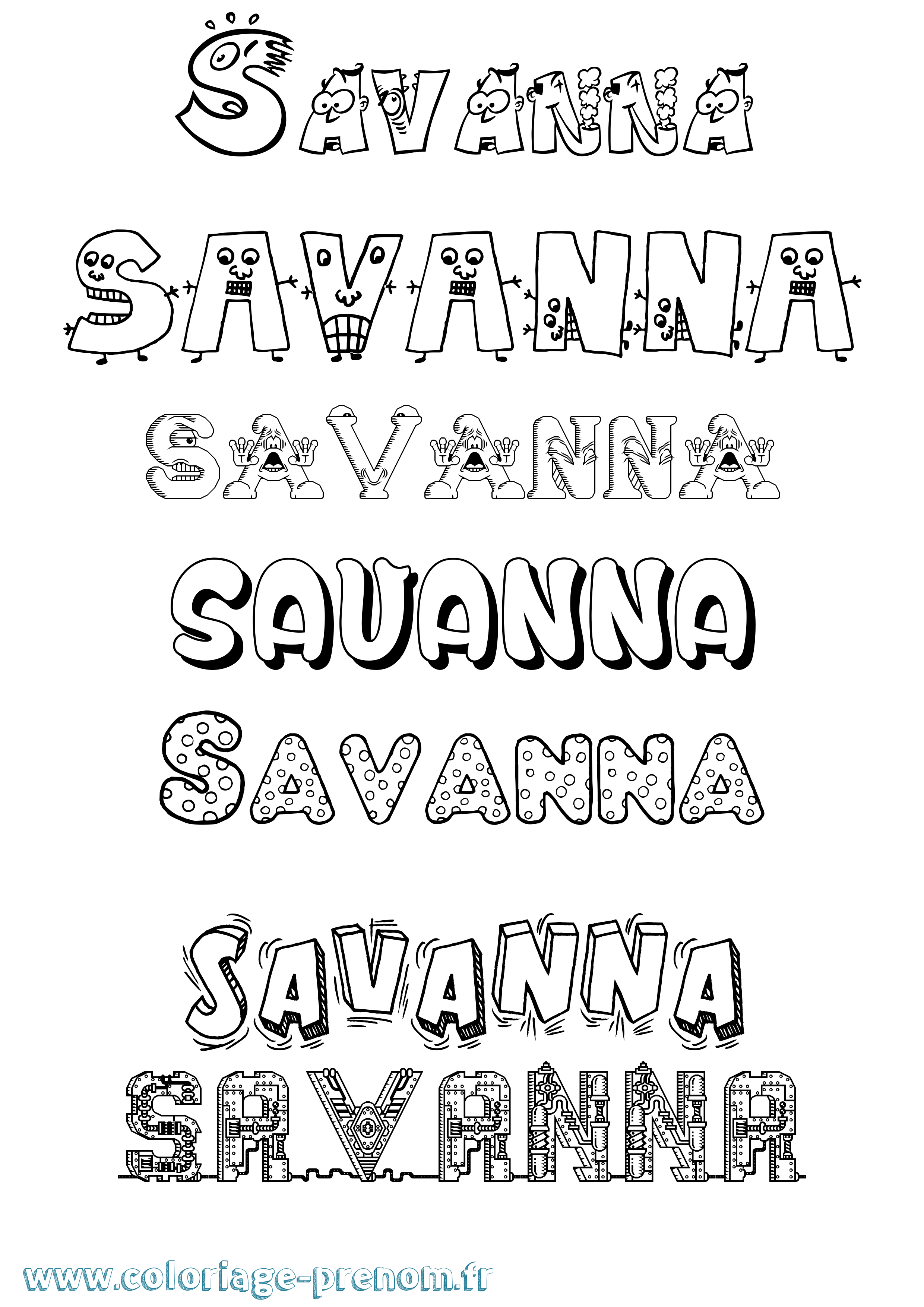 Coloriage prénom Savanna Fun