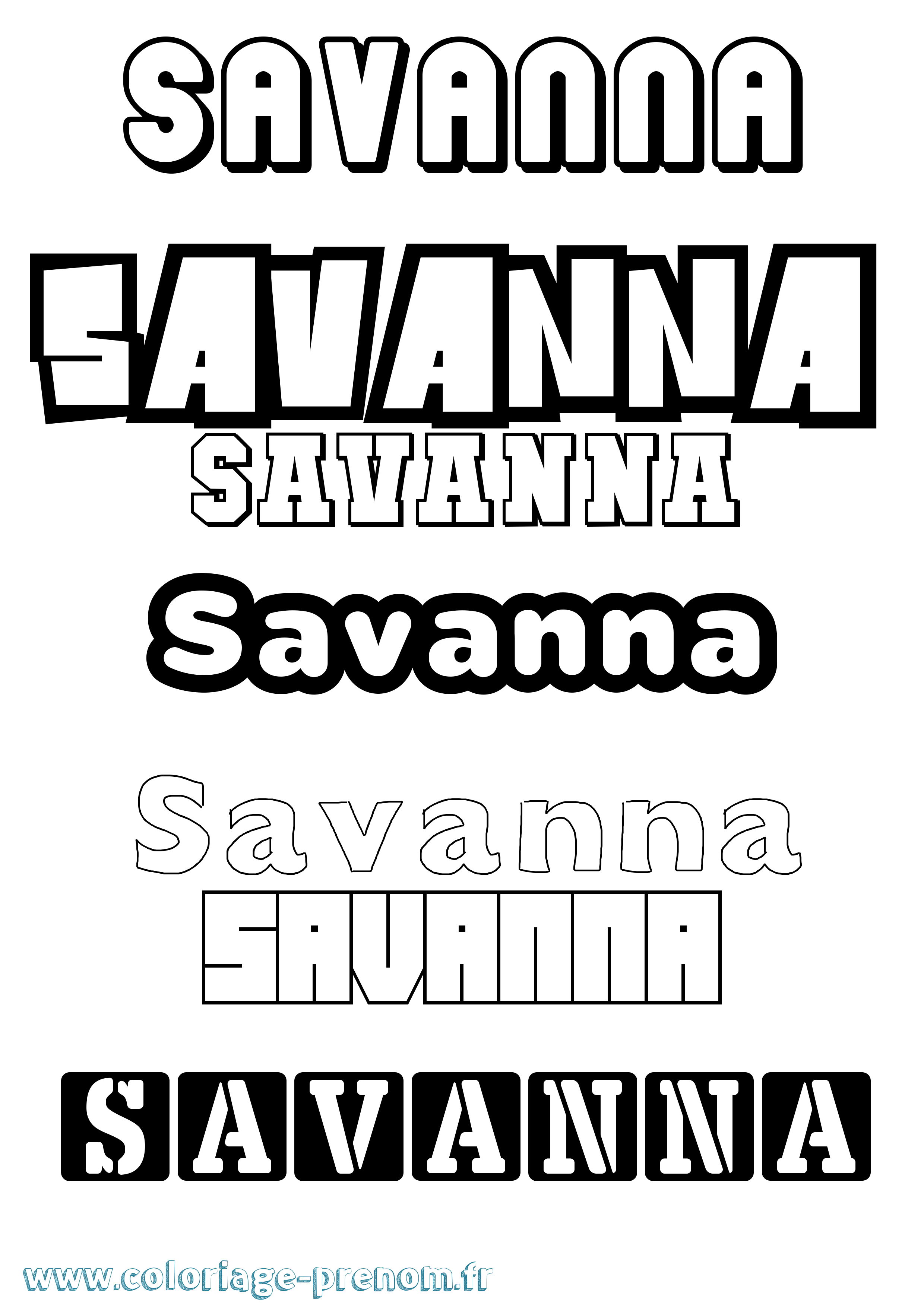 Coloriage prénom Savanna Simple