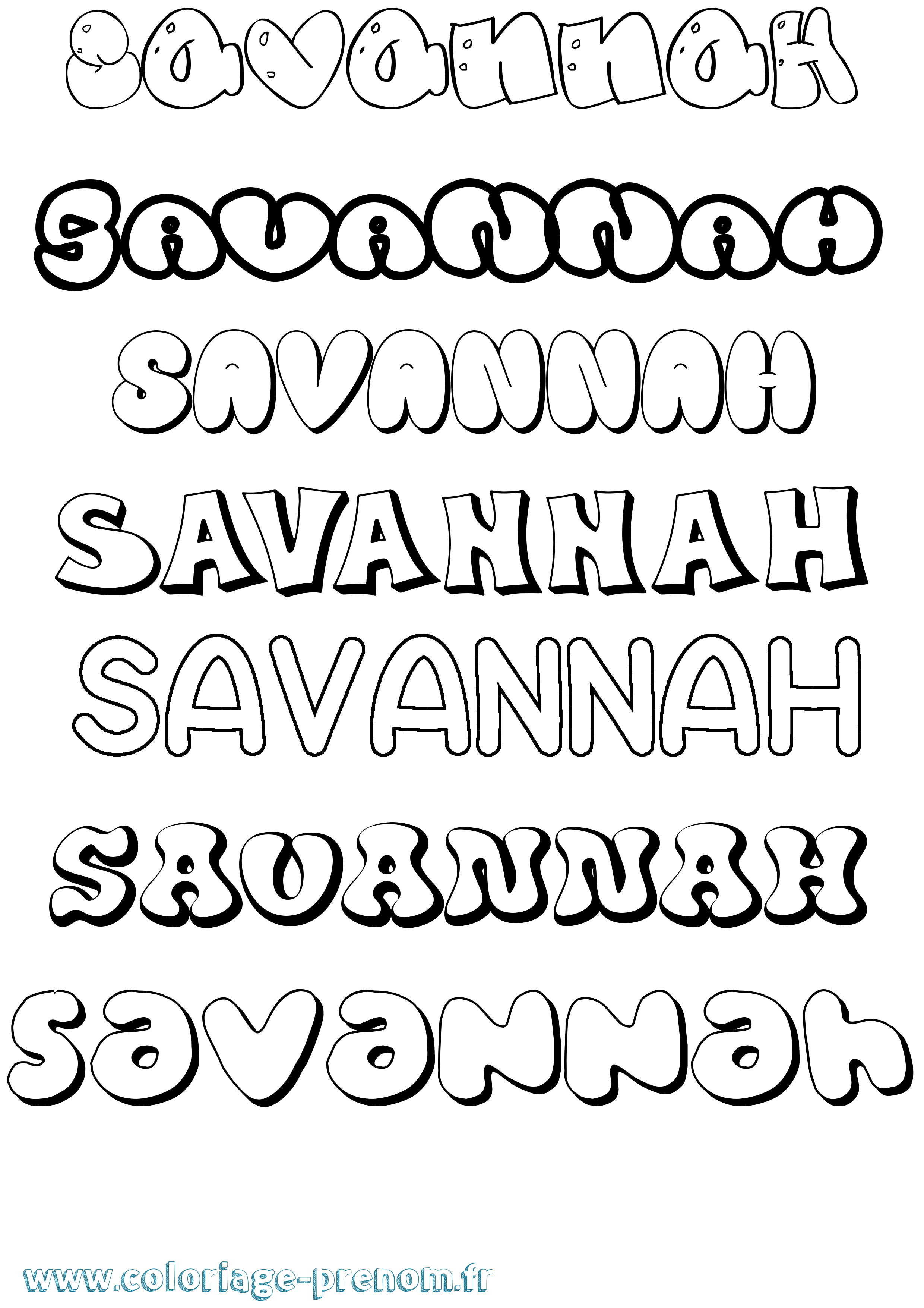 Coloriage Savannah Coloriage prénom Savannah