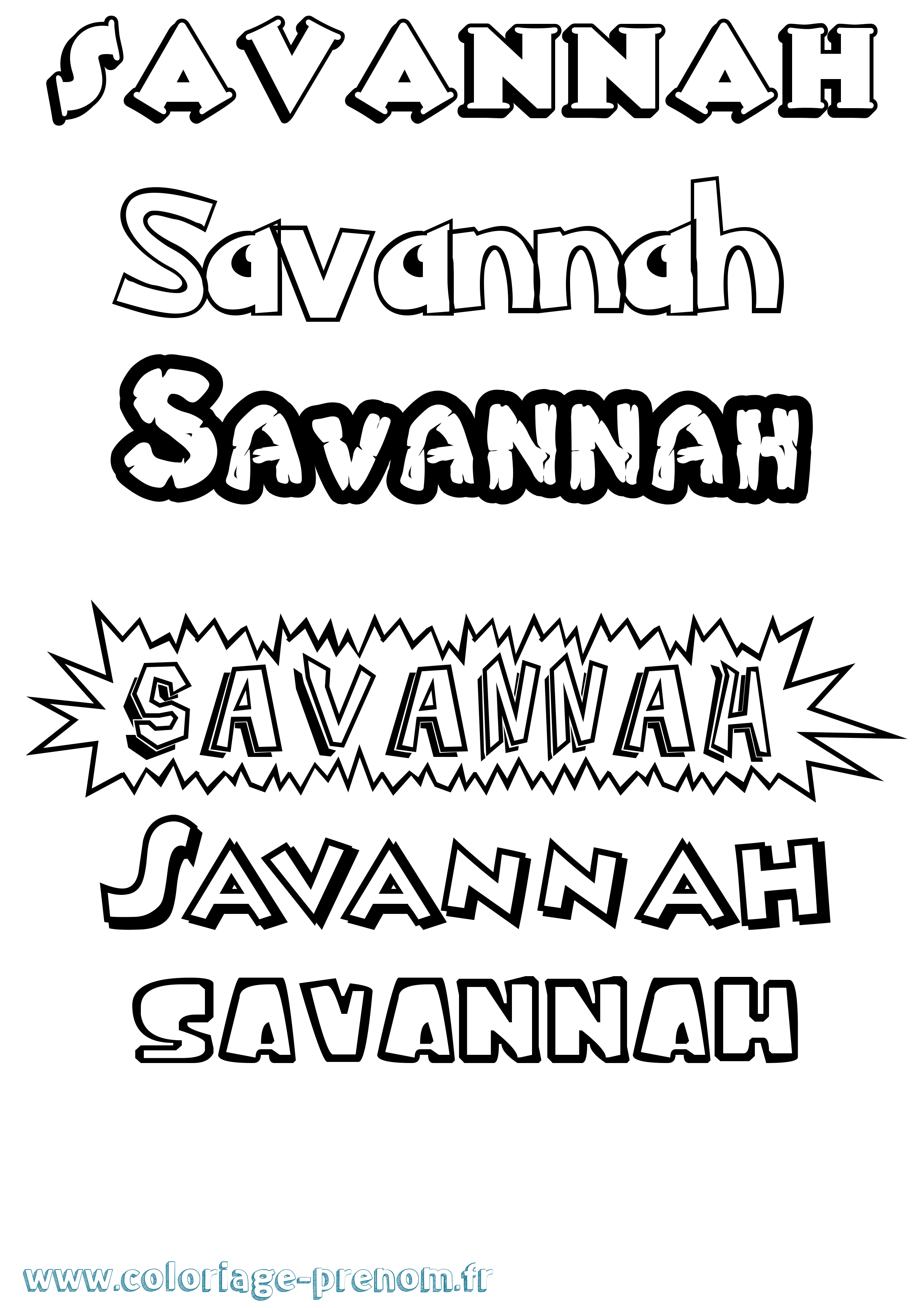 Coloriage prénom Savannah