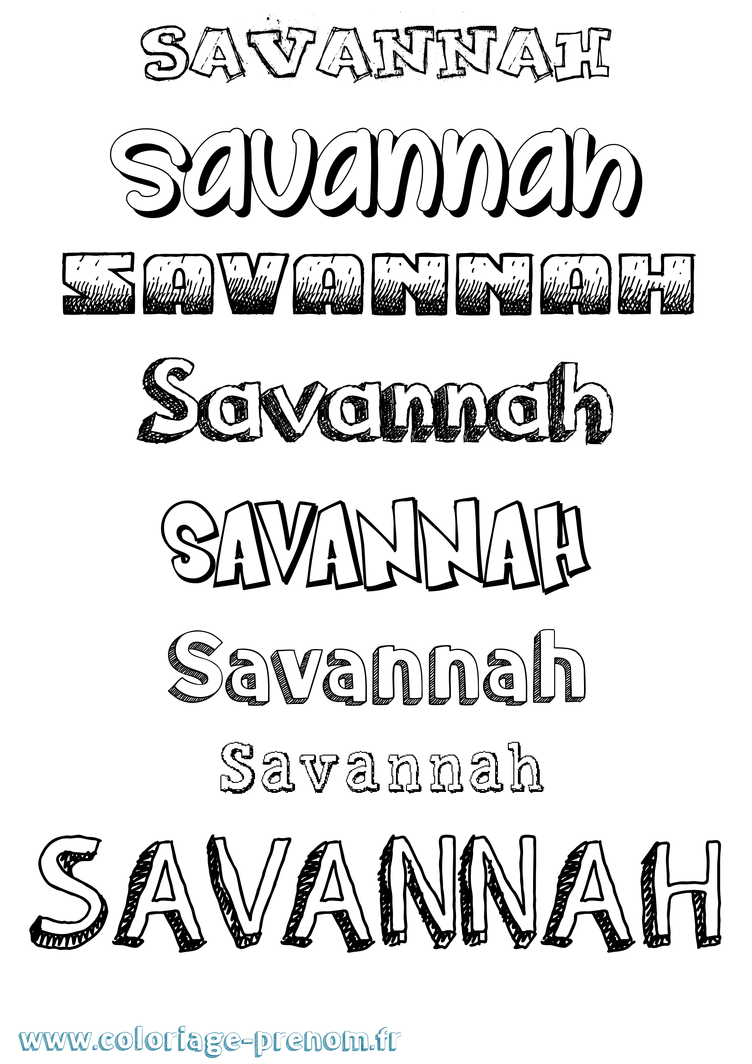 Coloriage Savannah Coloriage prénom Savannah