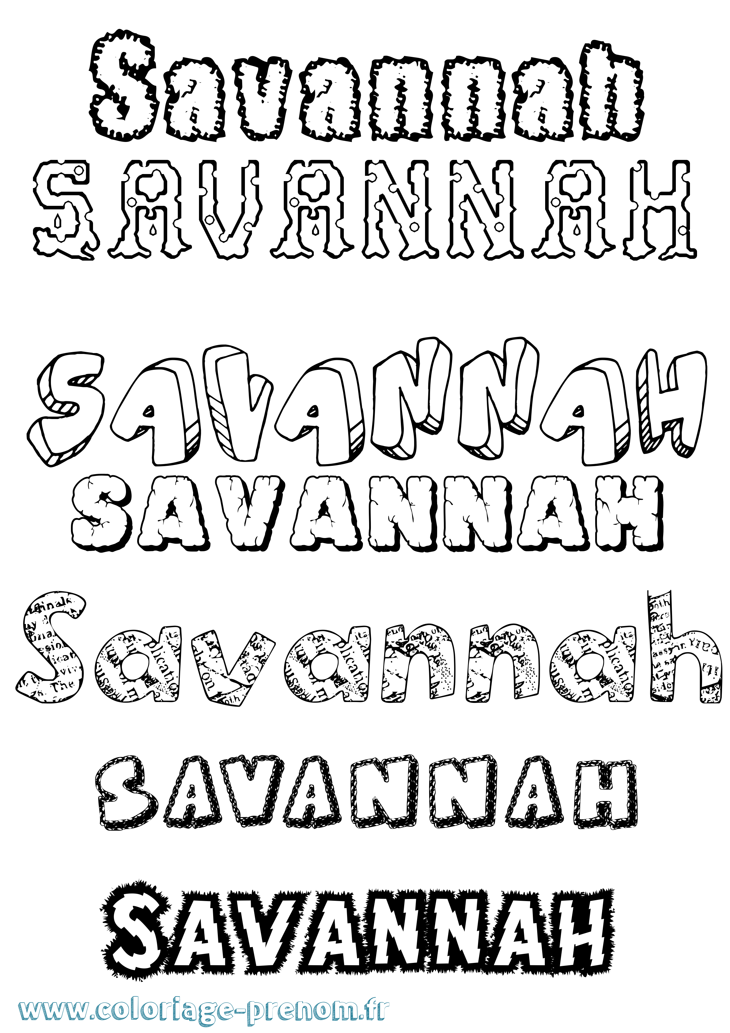 Coloriage Savannah Coloriage prénom Savannah