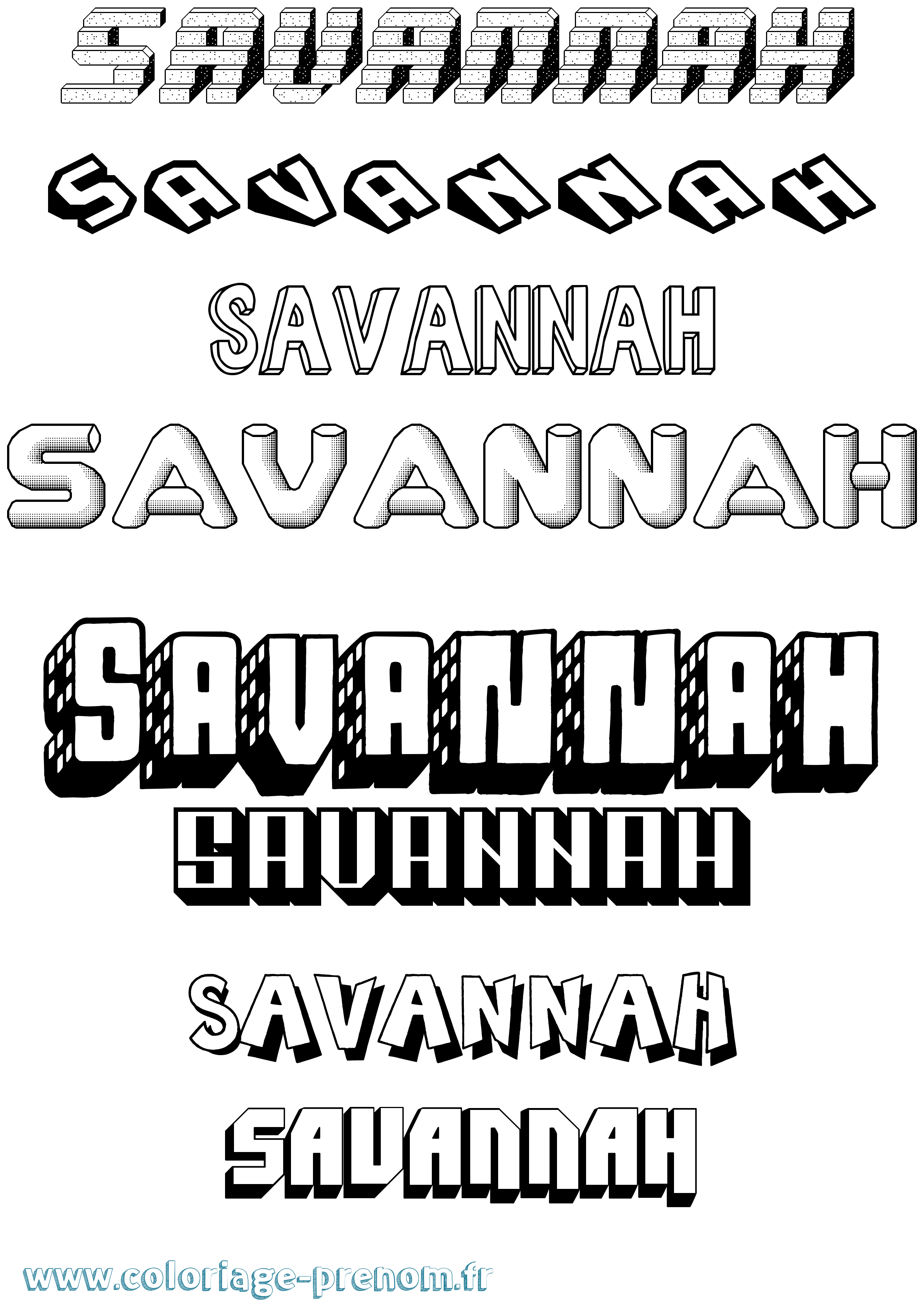 Coloriage Savannah Coloriage prénom Savannah