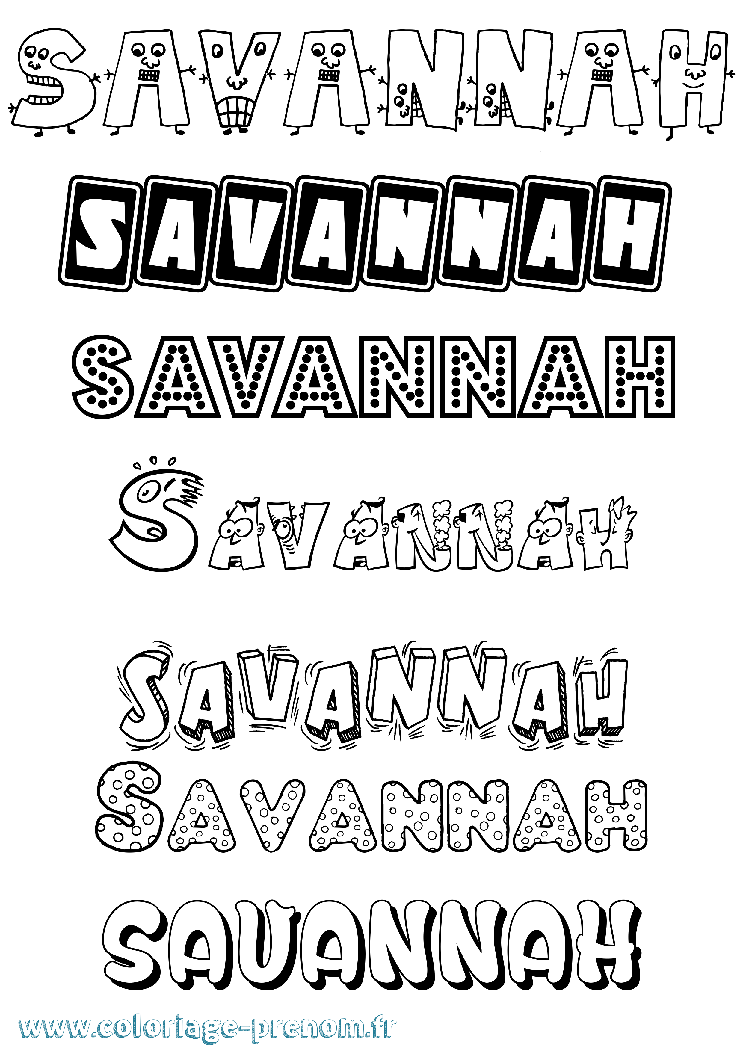 Coloriage Savannah Coloriage prénom Savannah