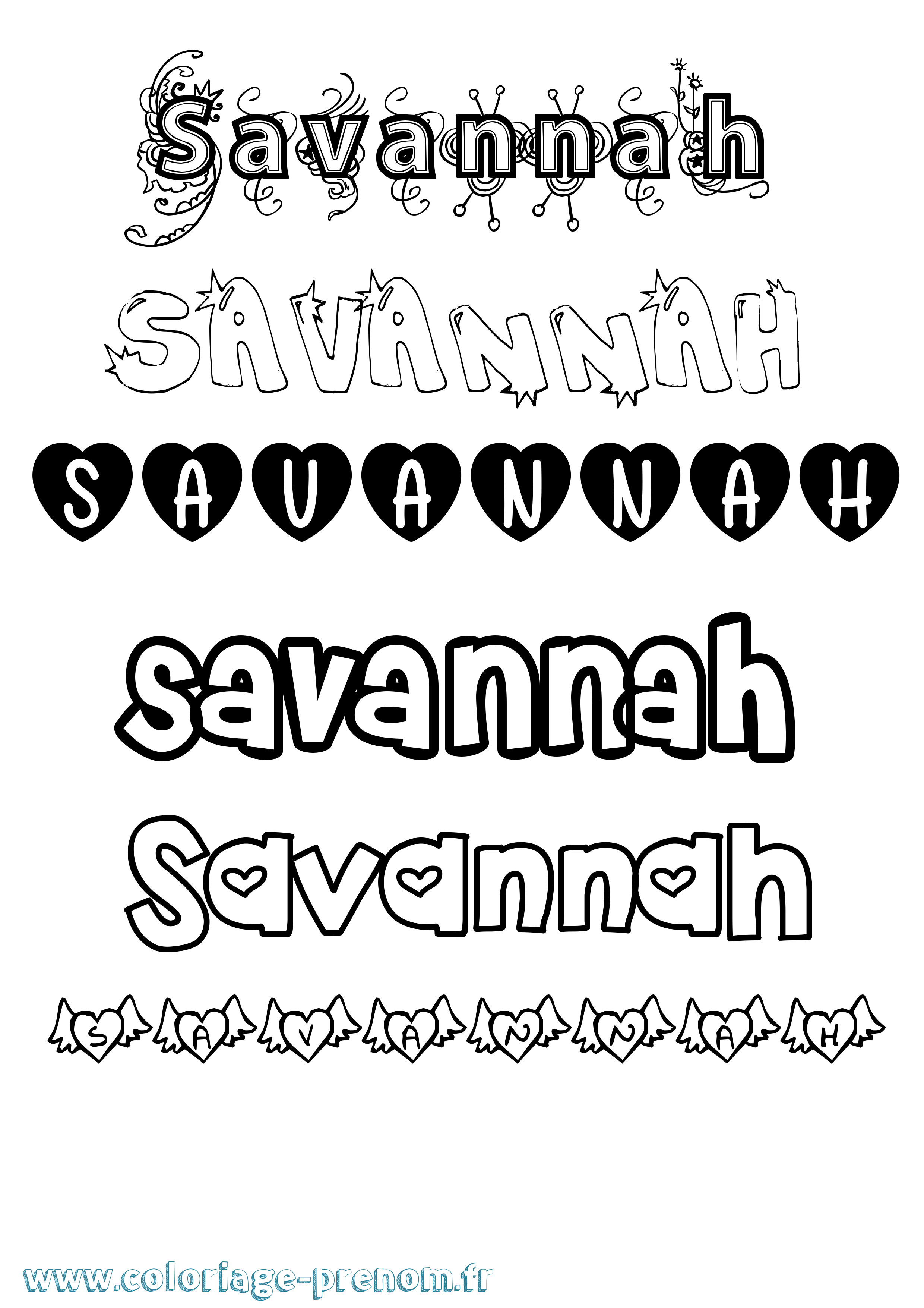 Coloriage Savannah Coloriage prénom Savannah