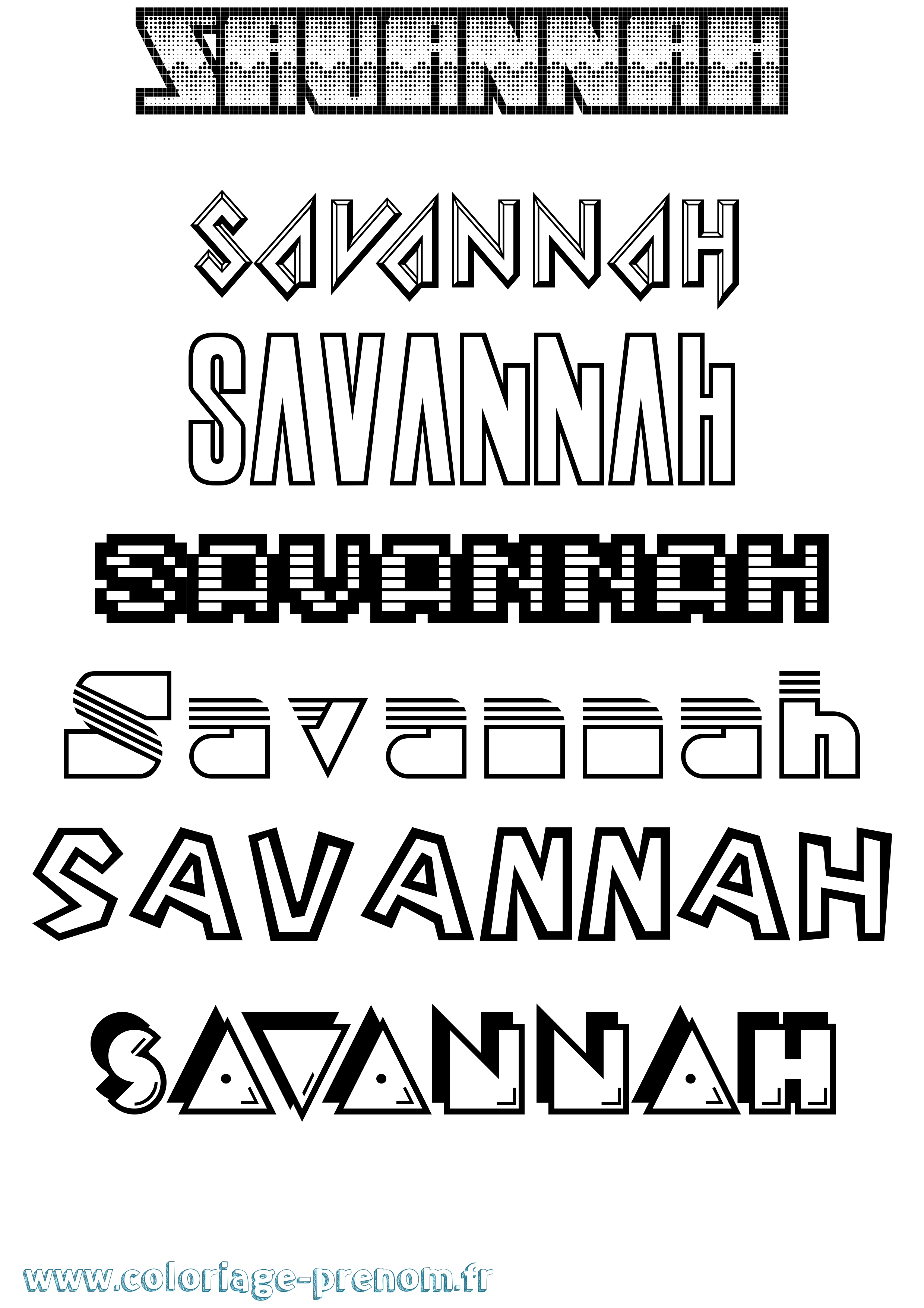 Coloriage Savannah Coloriage prénom Savannah