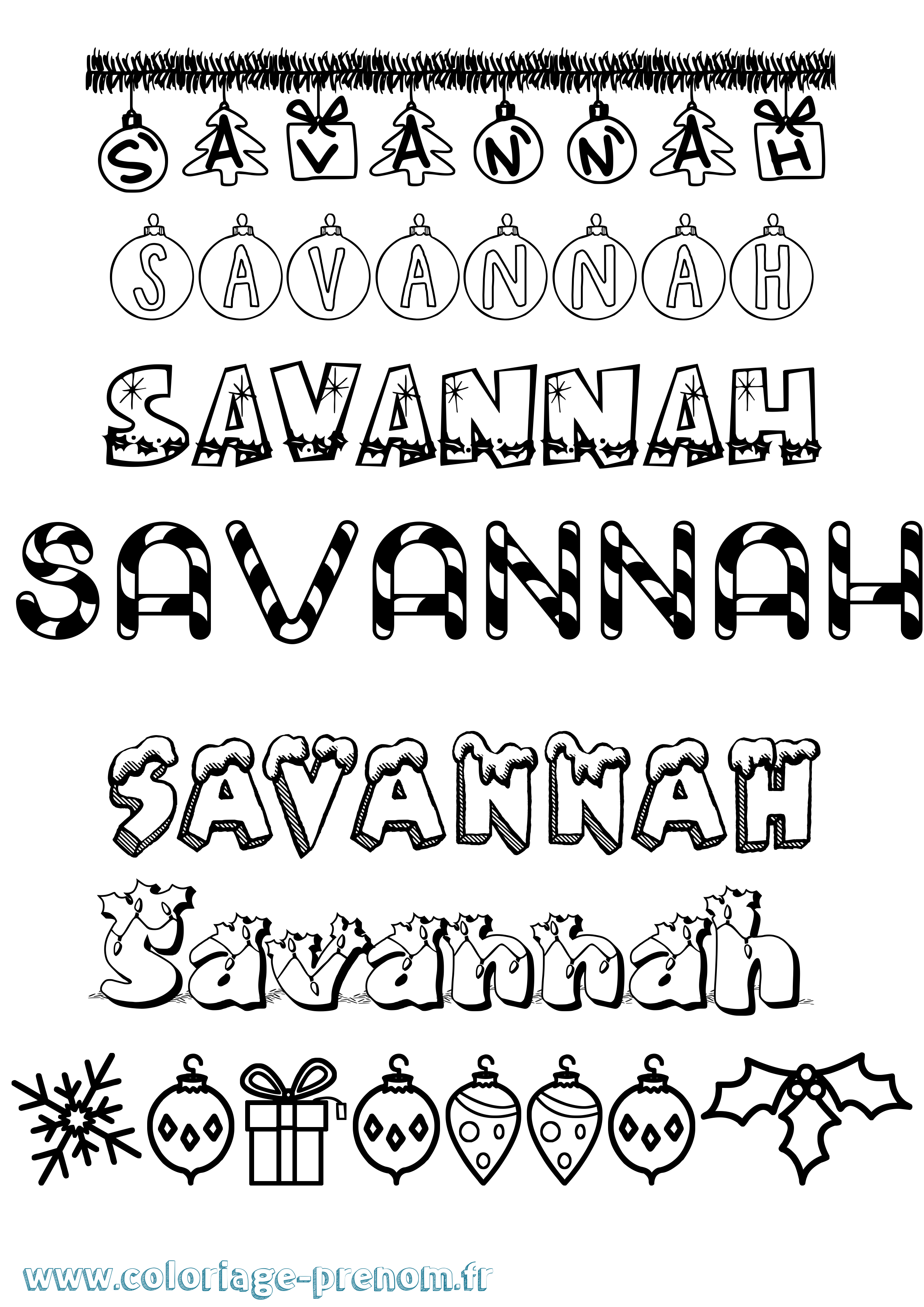 Coloriage prénom Savannah
