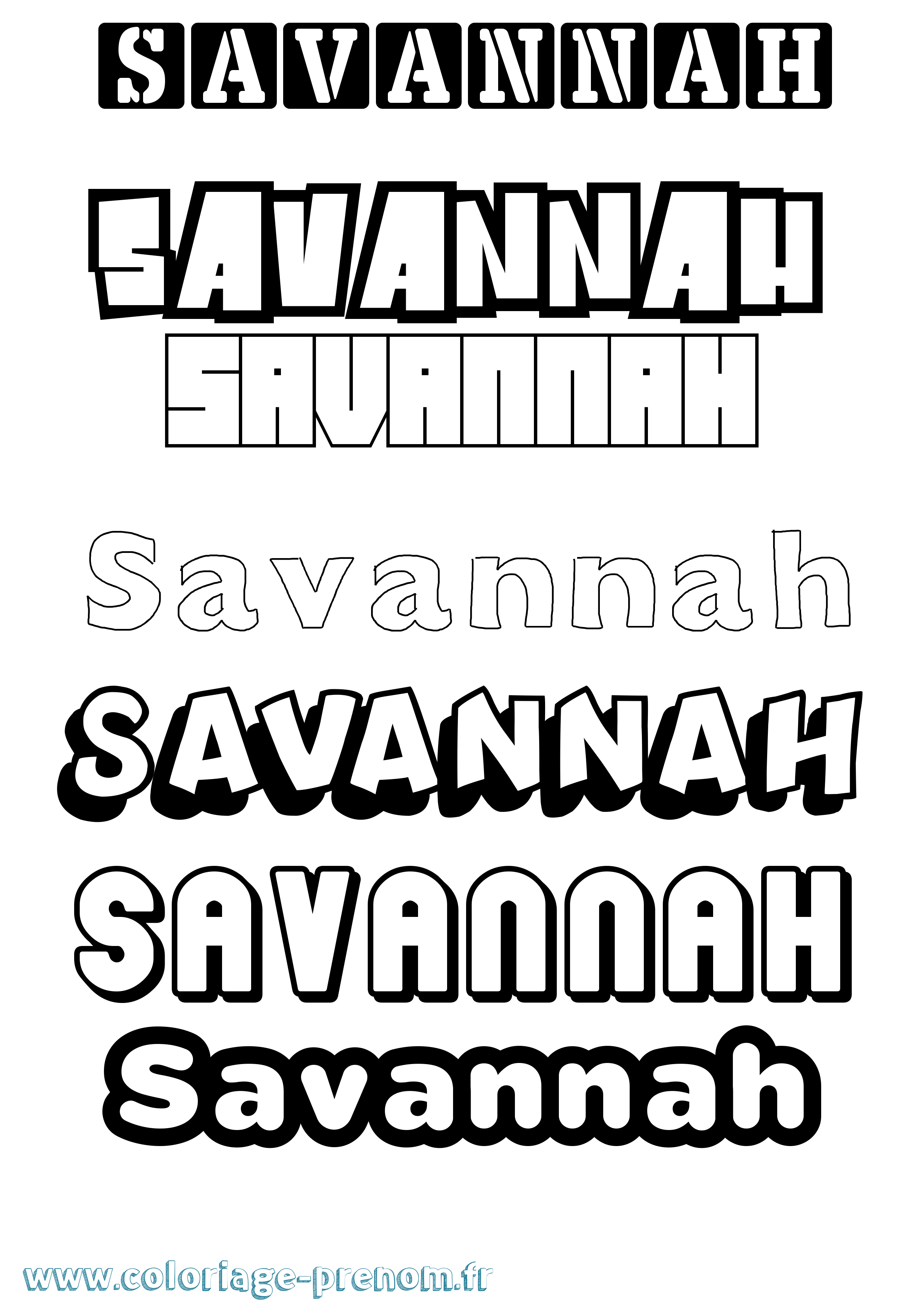 Coloriage Savannah Coloriage prénom Savannah