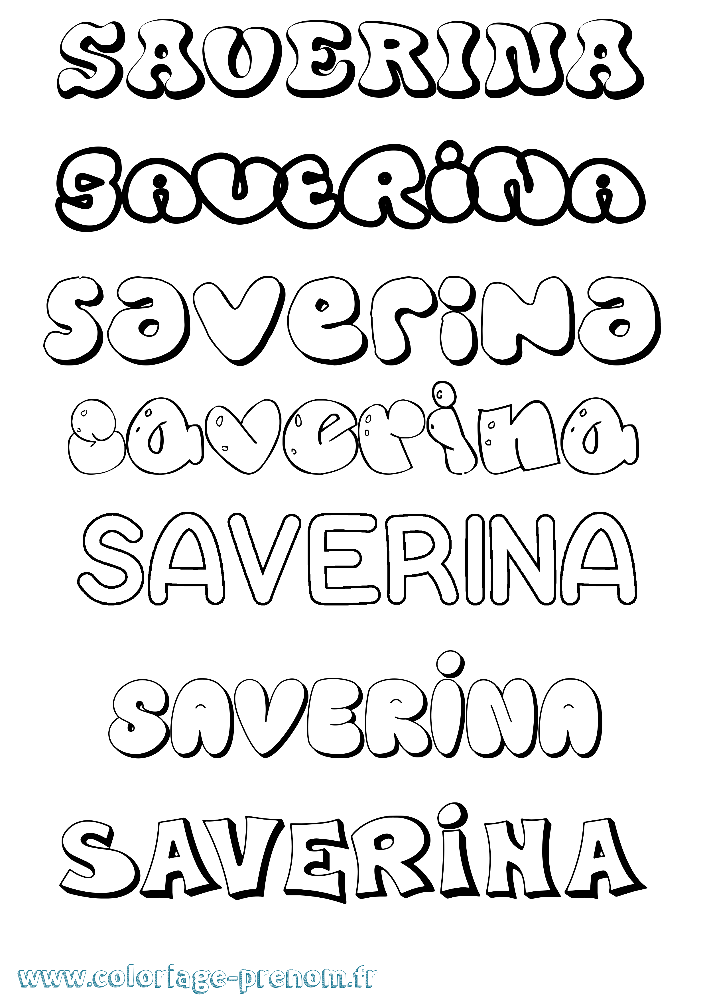 Coloriage prénom Saverina Bubble
