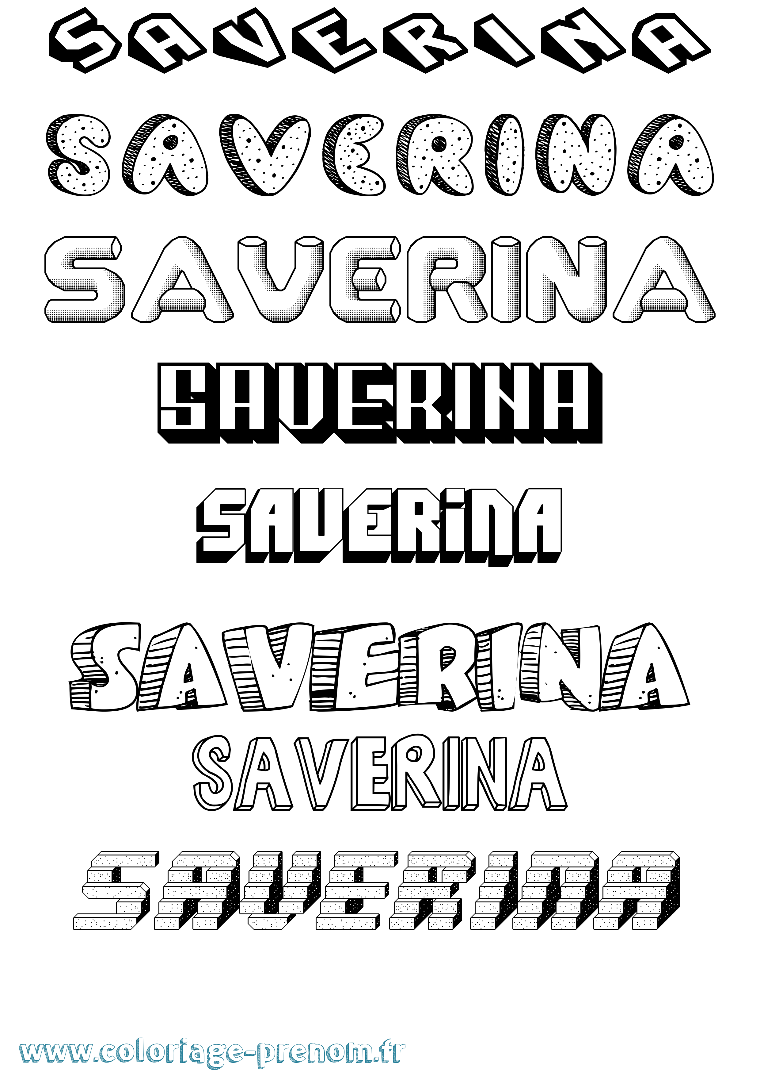 Coloriage prénom Saverina Effet 3D