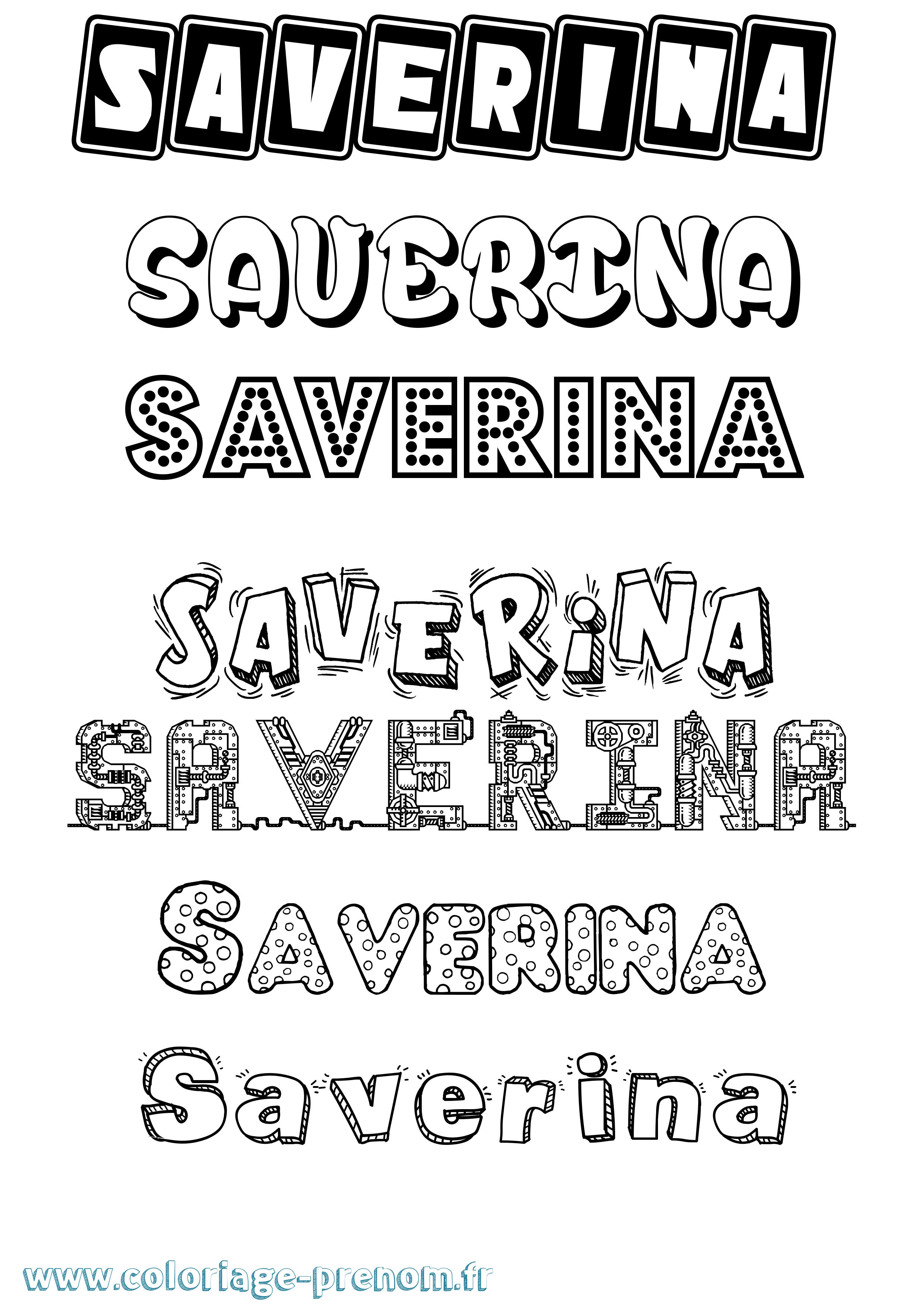 Coloriage prénom Saverina Fun