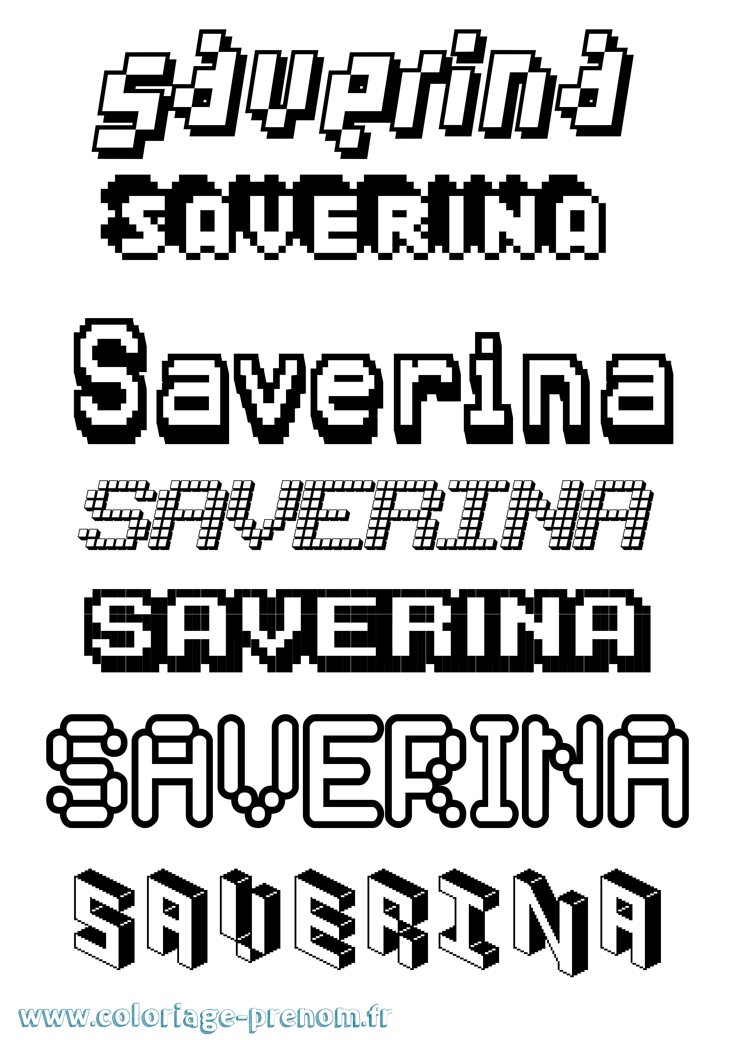 Coloriage prénom Saverina Pixel