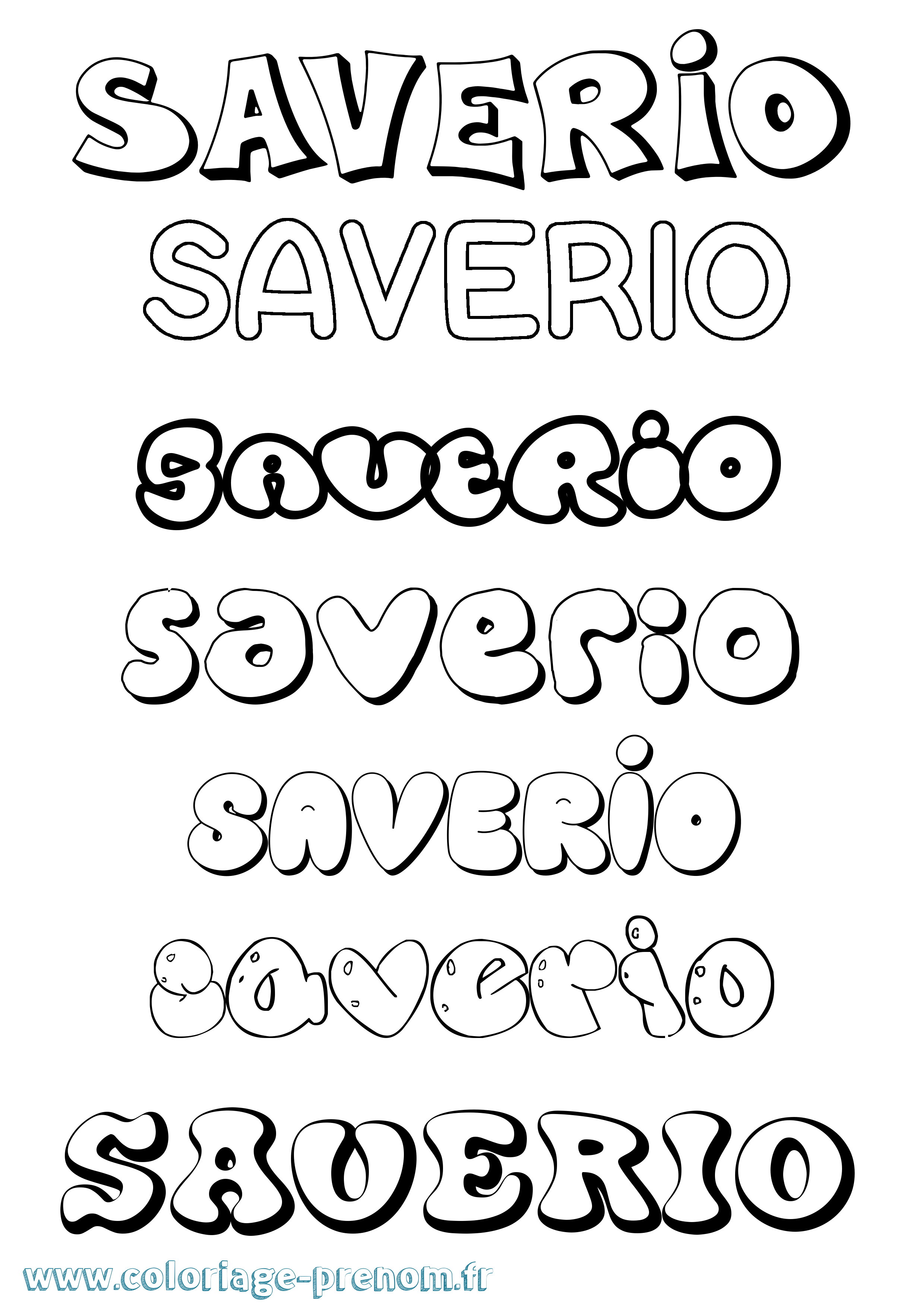 Coloriage prénom Saverio Bubble