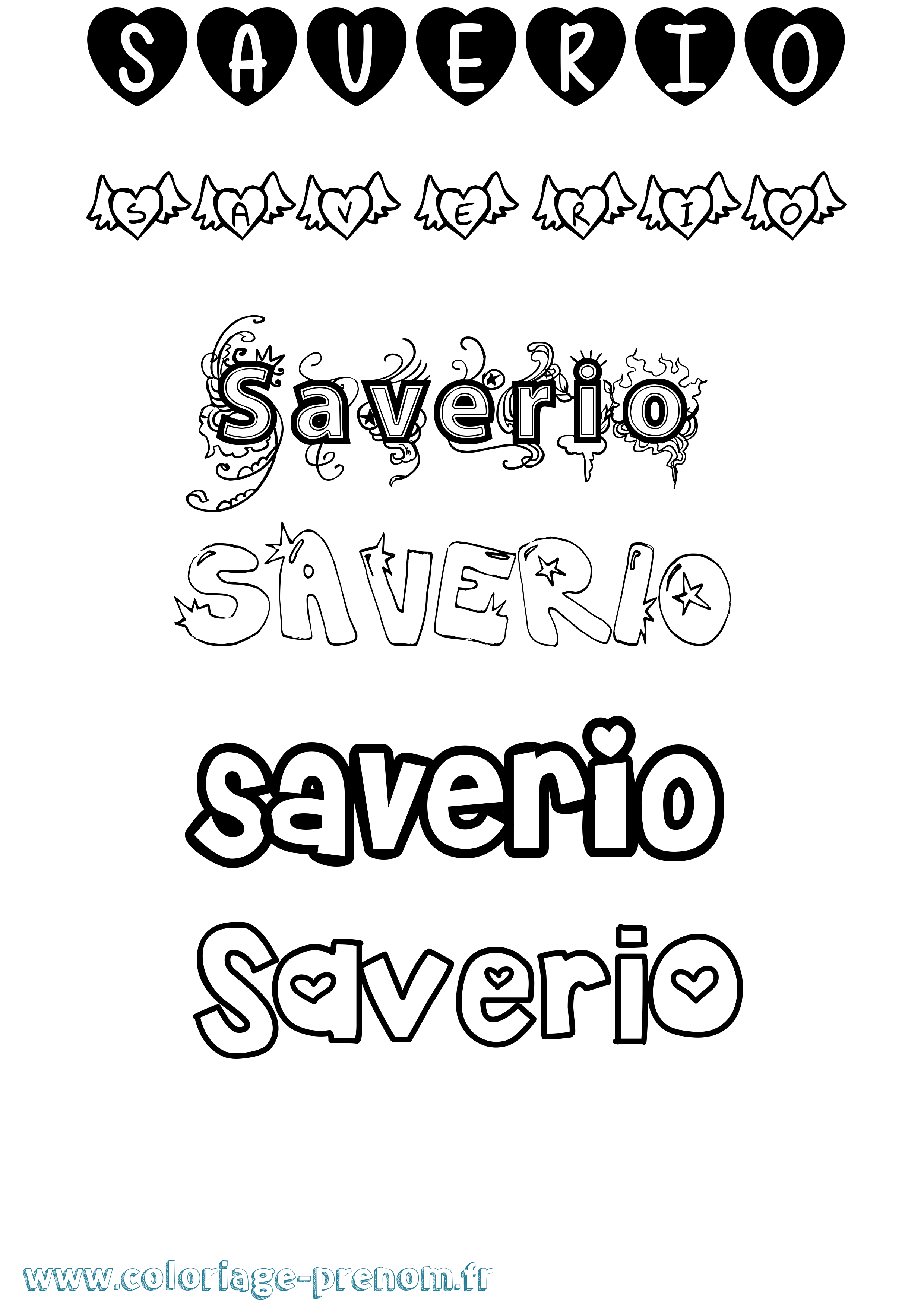 Coloriage prénom Saverio Girly