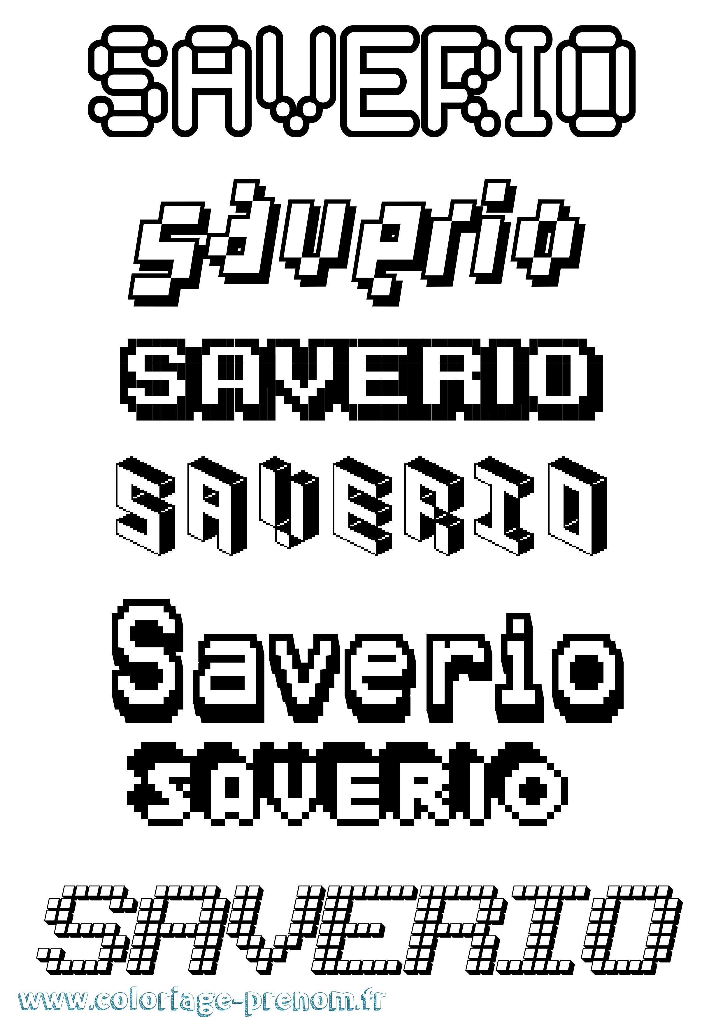 Coloriage prénom Saverio Pixel