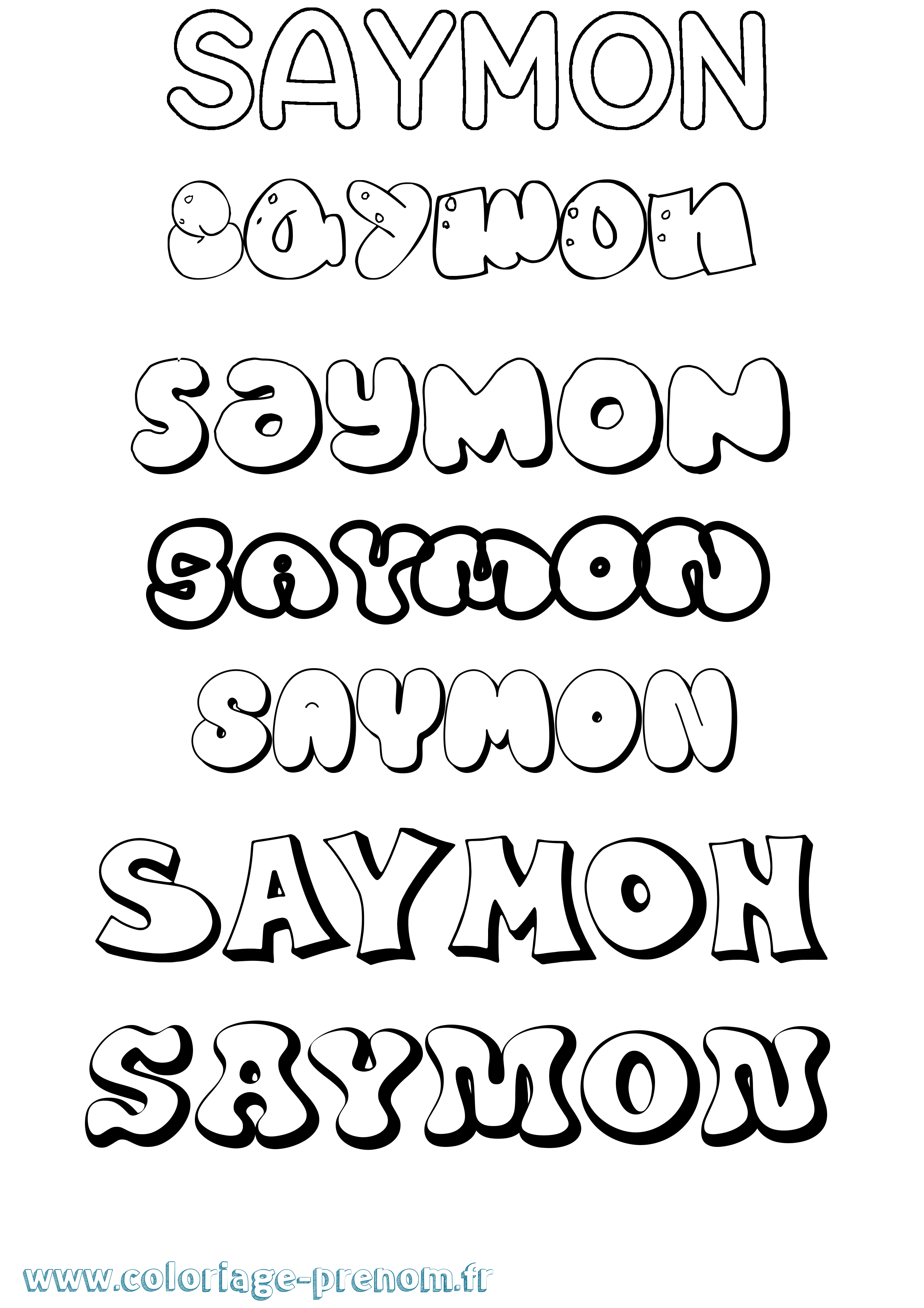 Coloriage prénom Saymon Bubble