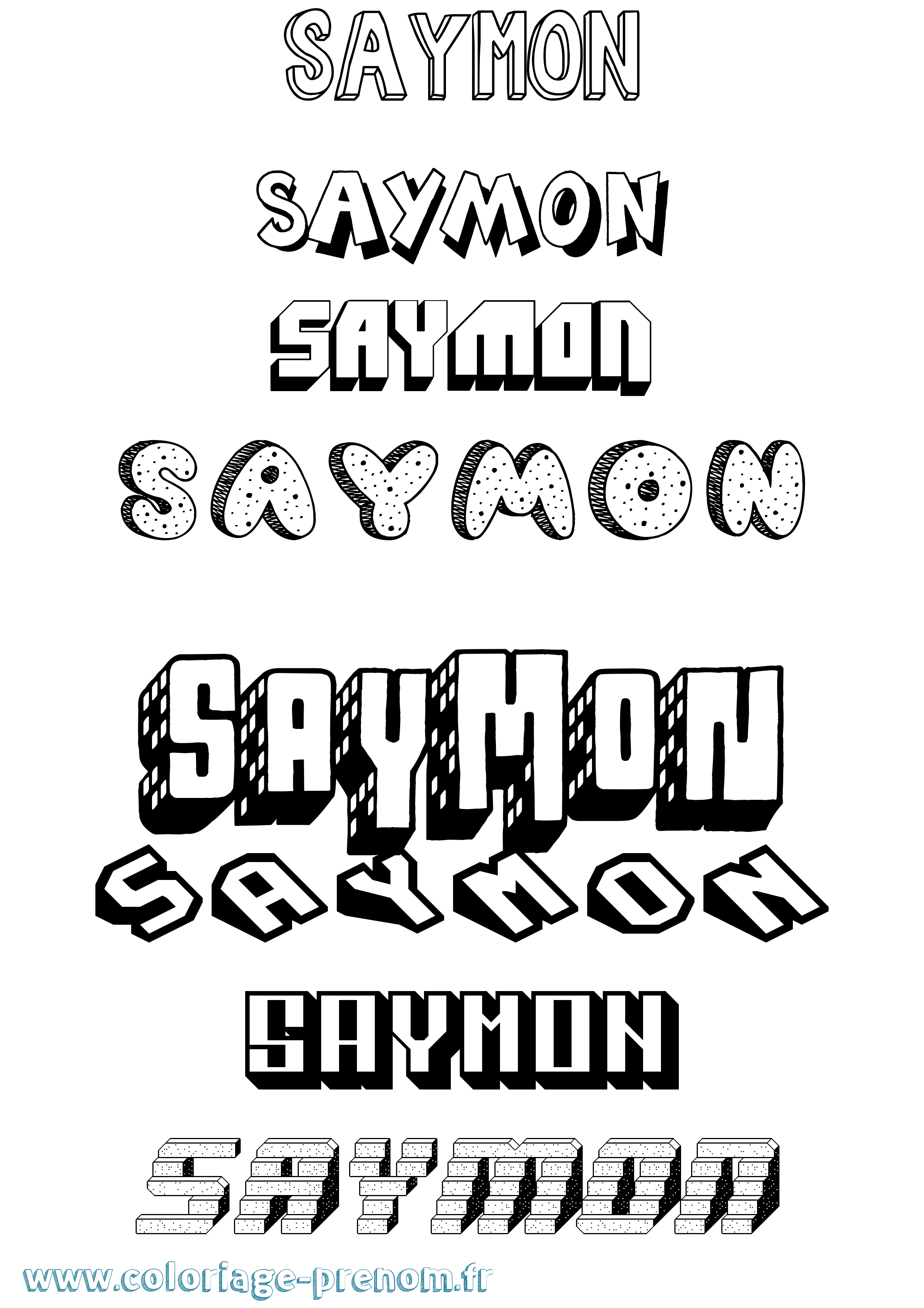 Coloriage prénom Saymon Effet 3D