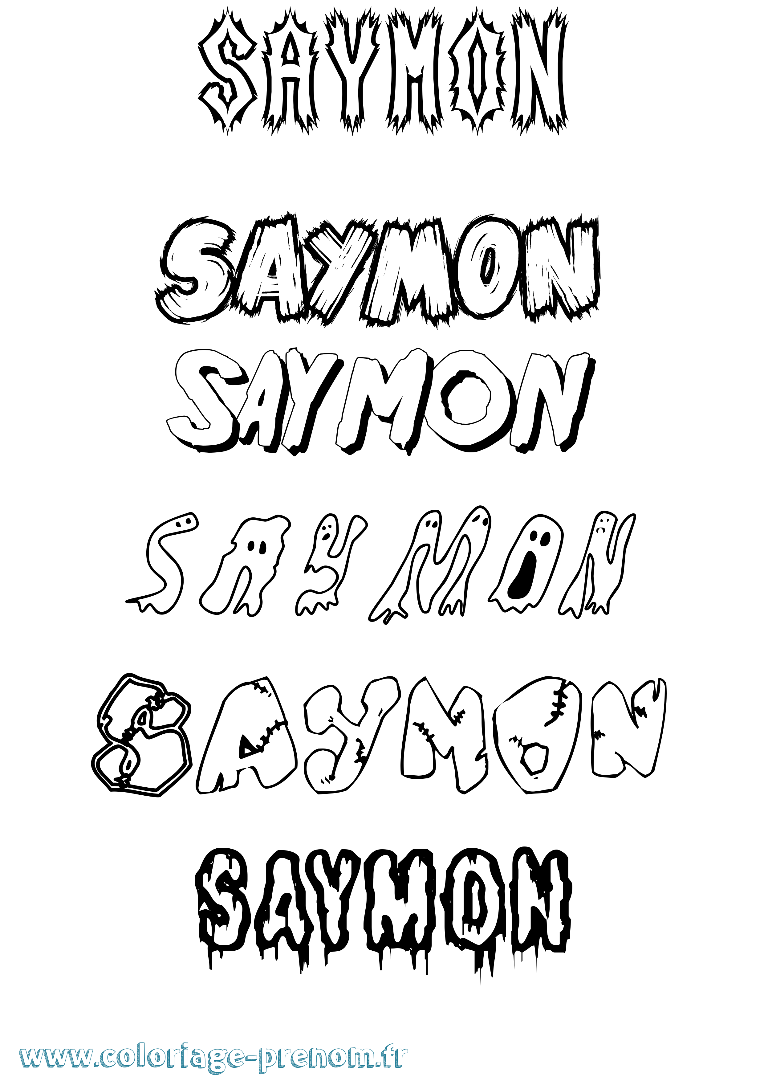 Coloriage prénom Saymon Frisson