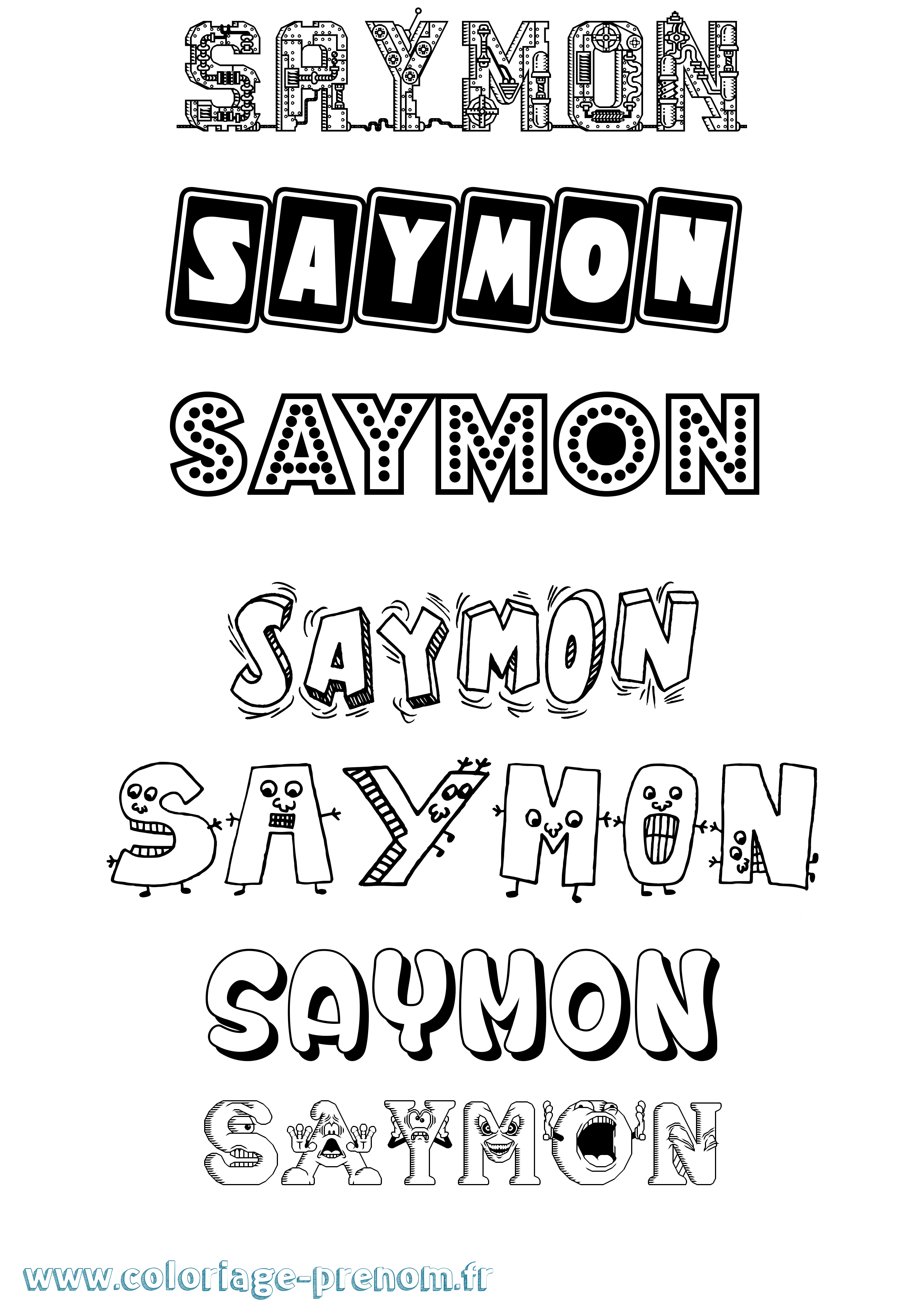Coloriage prénom Saymon Fun