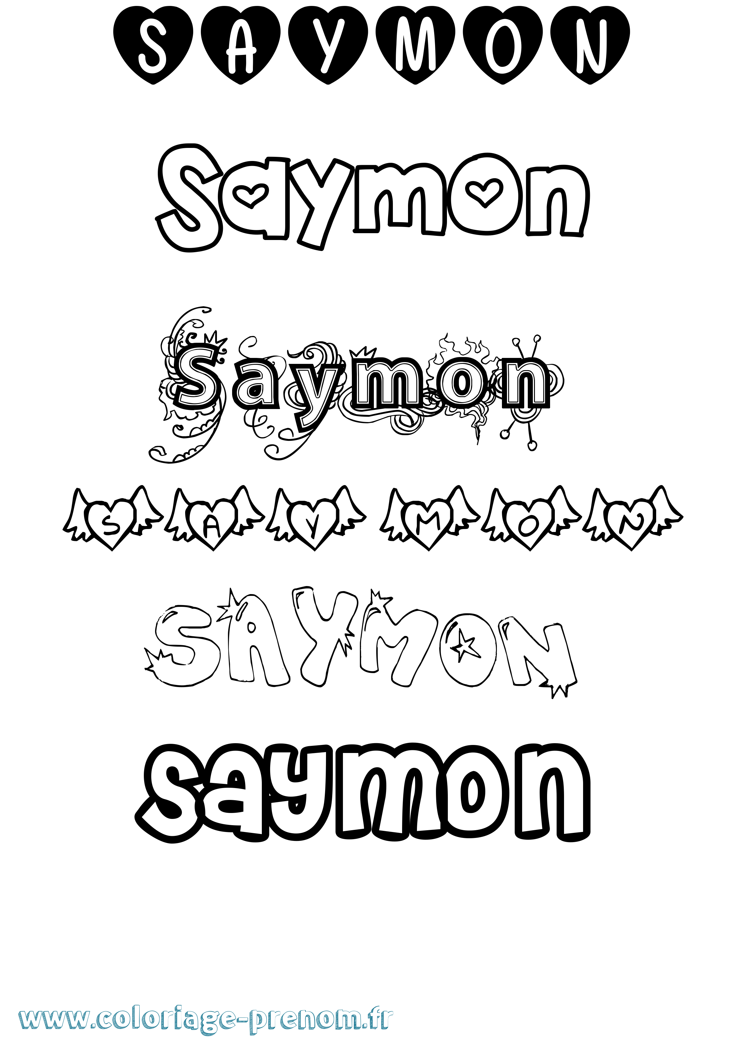 Coloriage prénom Saymon Girly