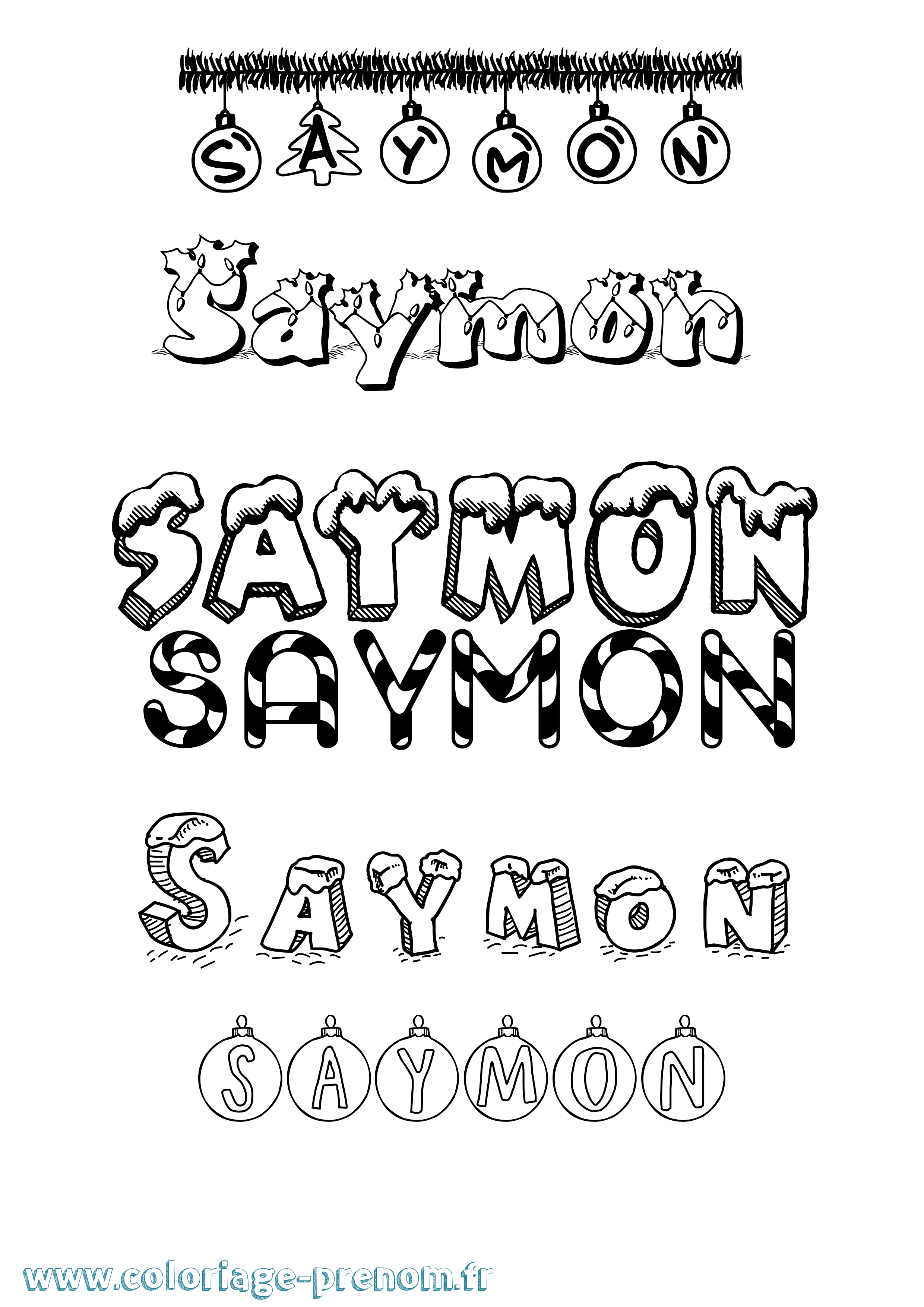 Coloriage prénom Saymon Noël