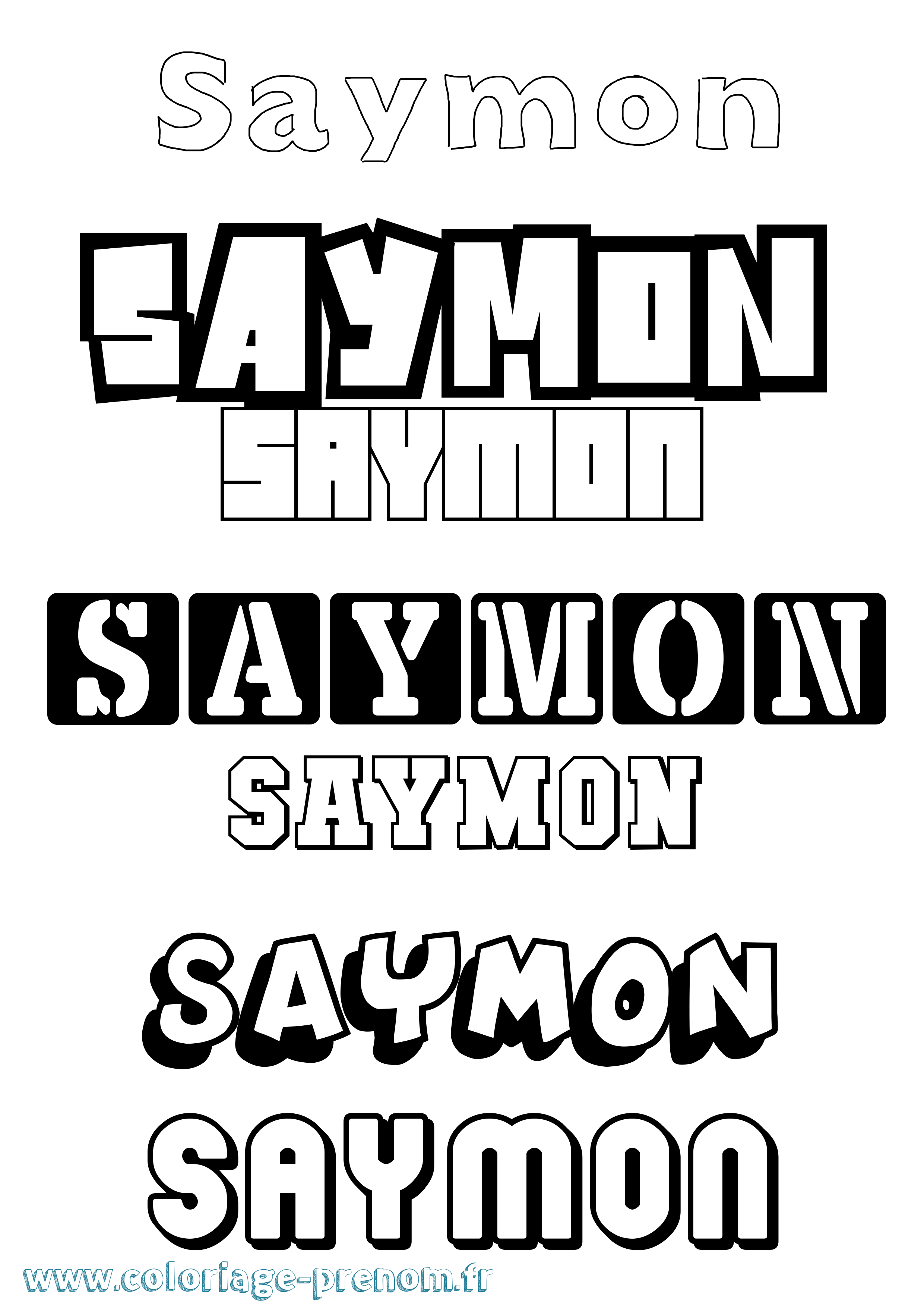 Coloriage prénom Saymon Simple